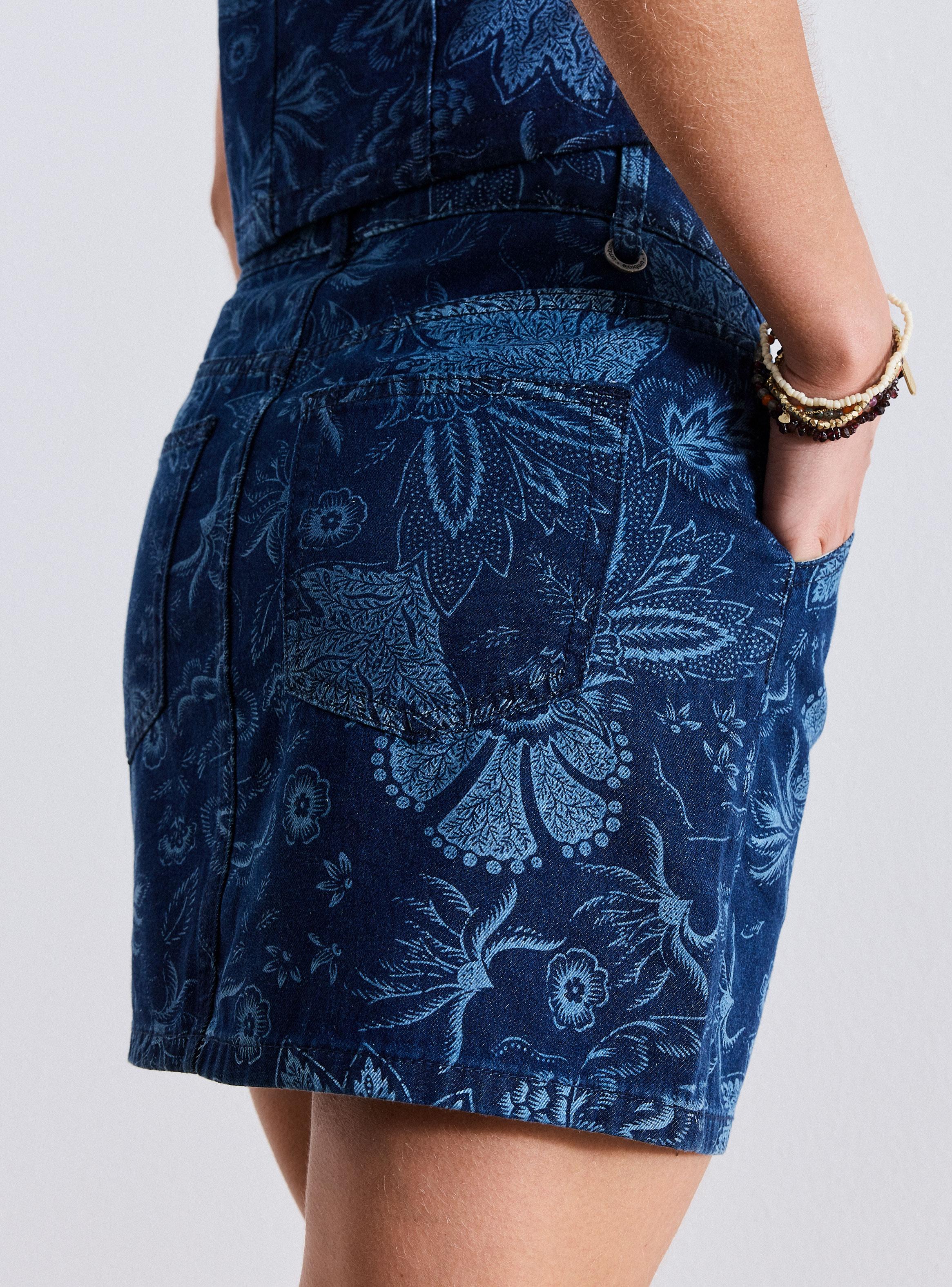 Falda Moda Denim Estampado a Tono-3