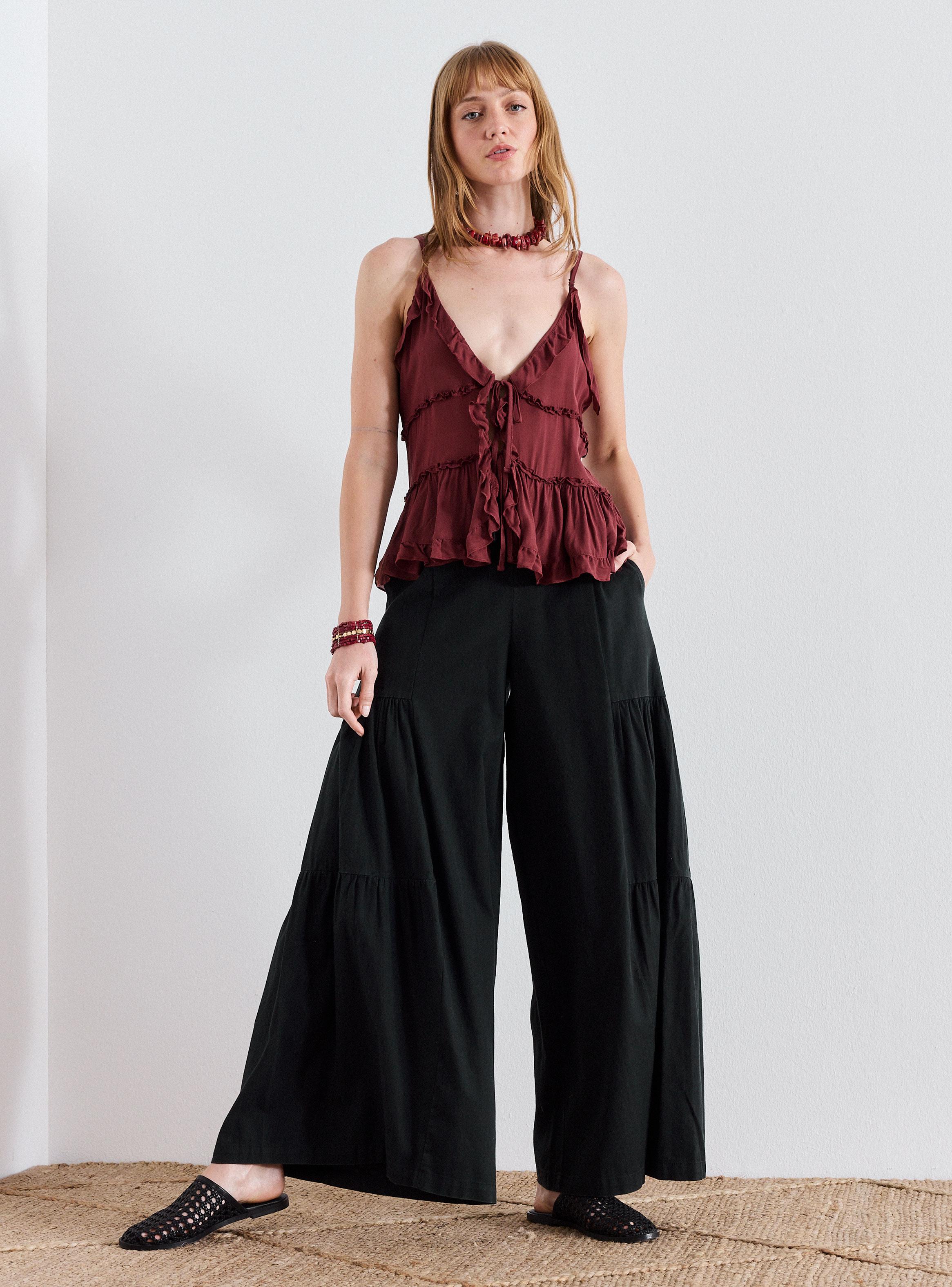 Pantalón Detalle de Recogido en Piernas-4