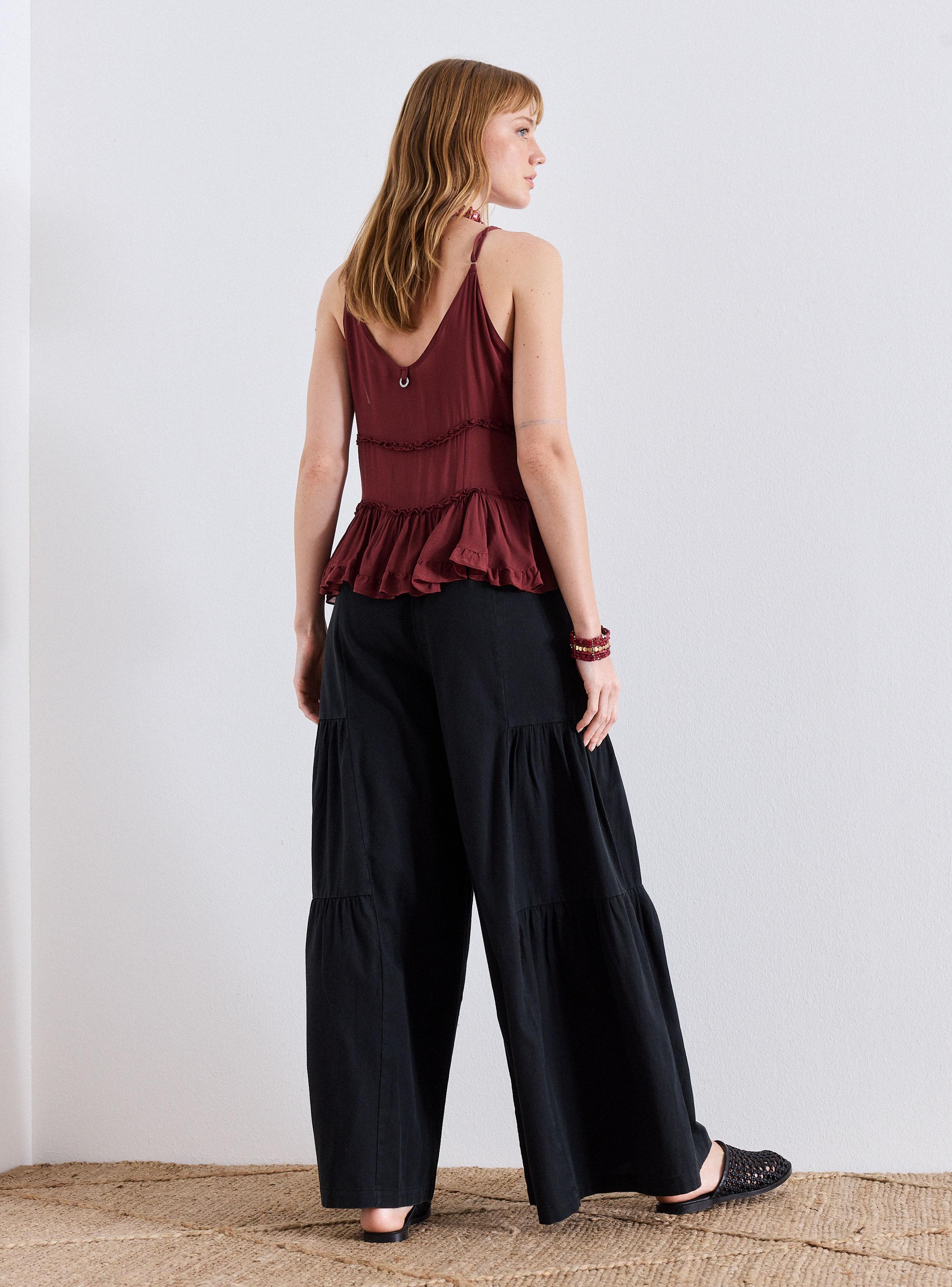 Pantalón Detalle de Recogido en Piernas-5