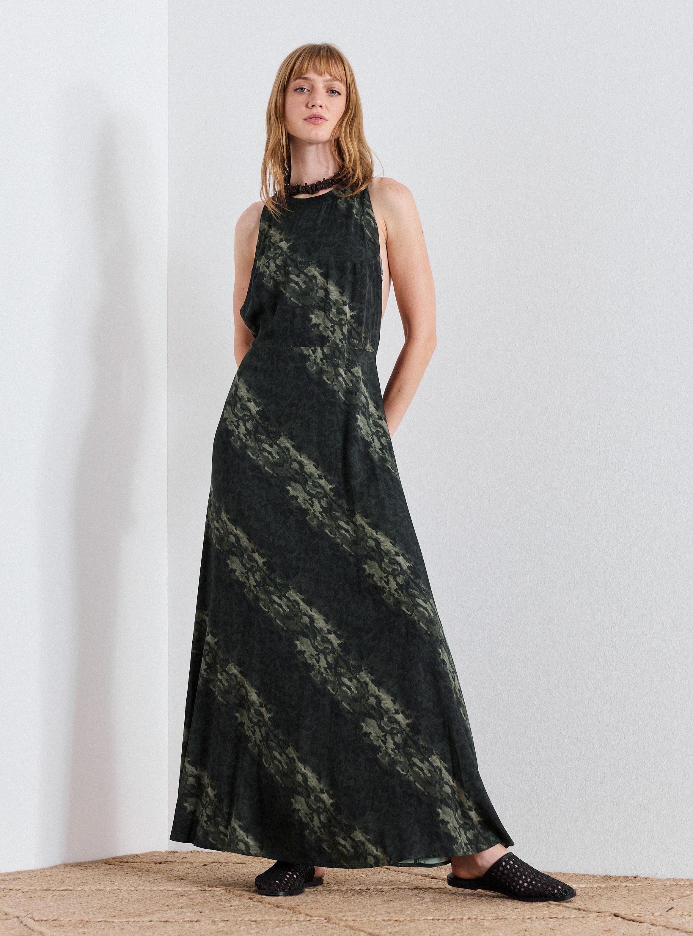 Vestido Estampado y Detalle de Cierre en Espalda-4