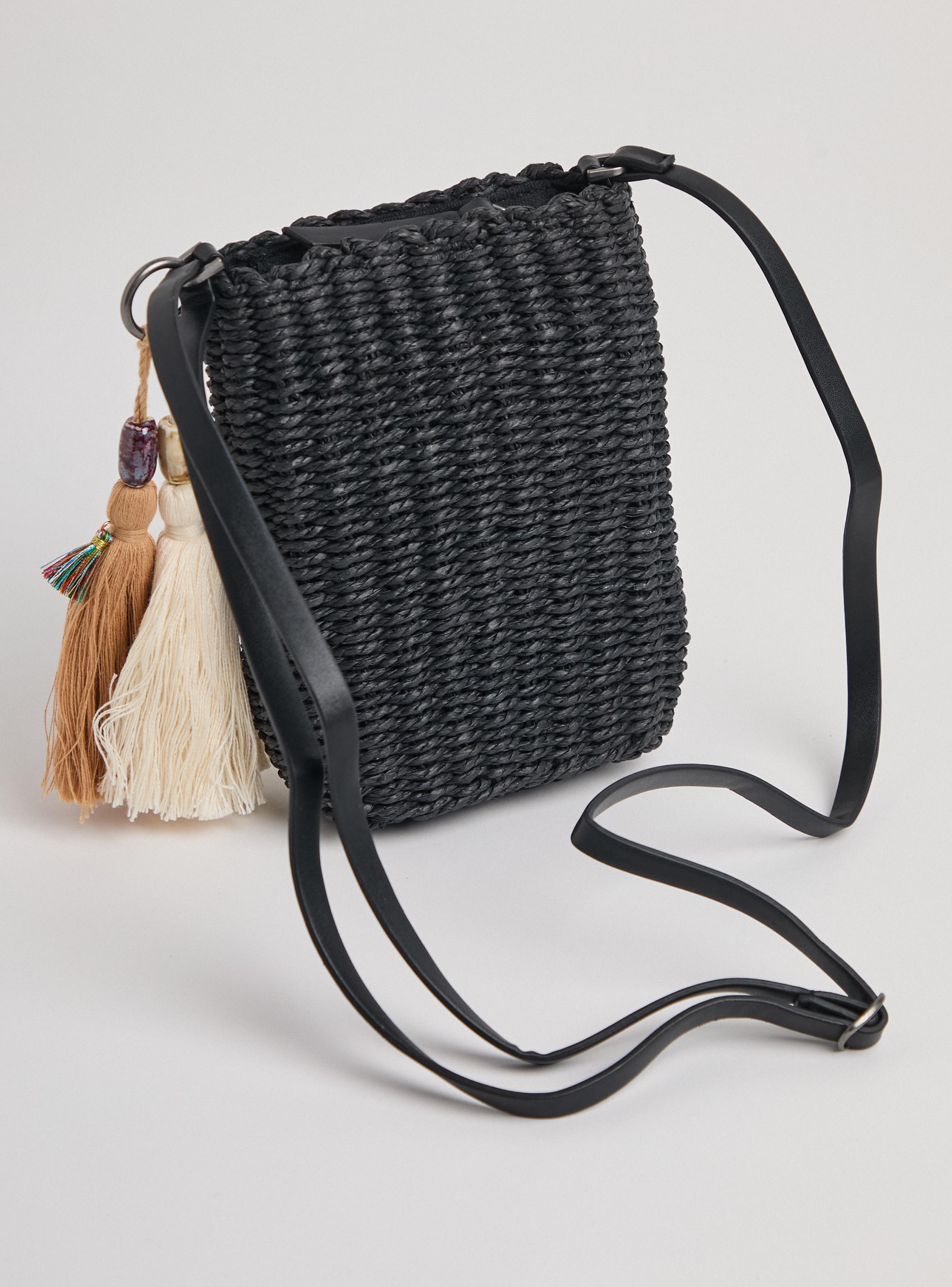 Porta Celular de Papel Raffia y Pompones-3