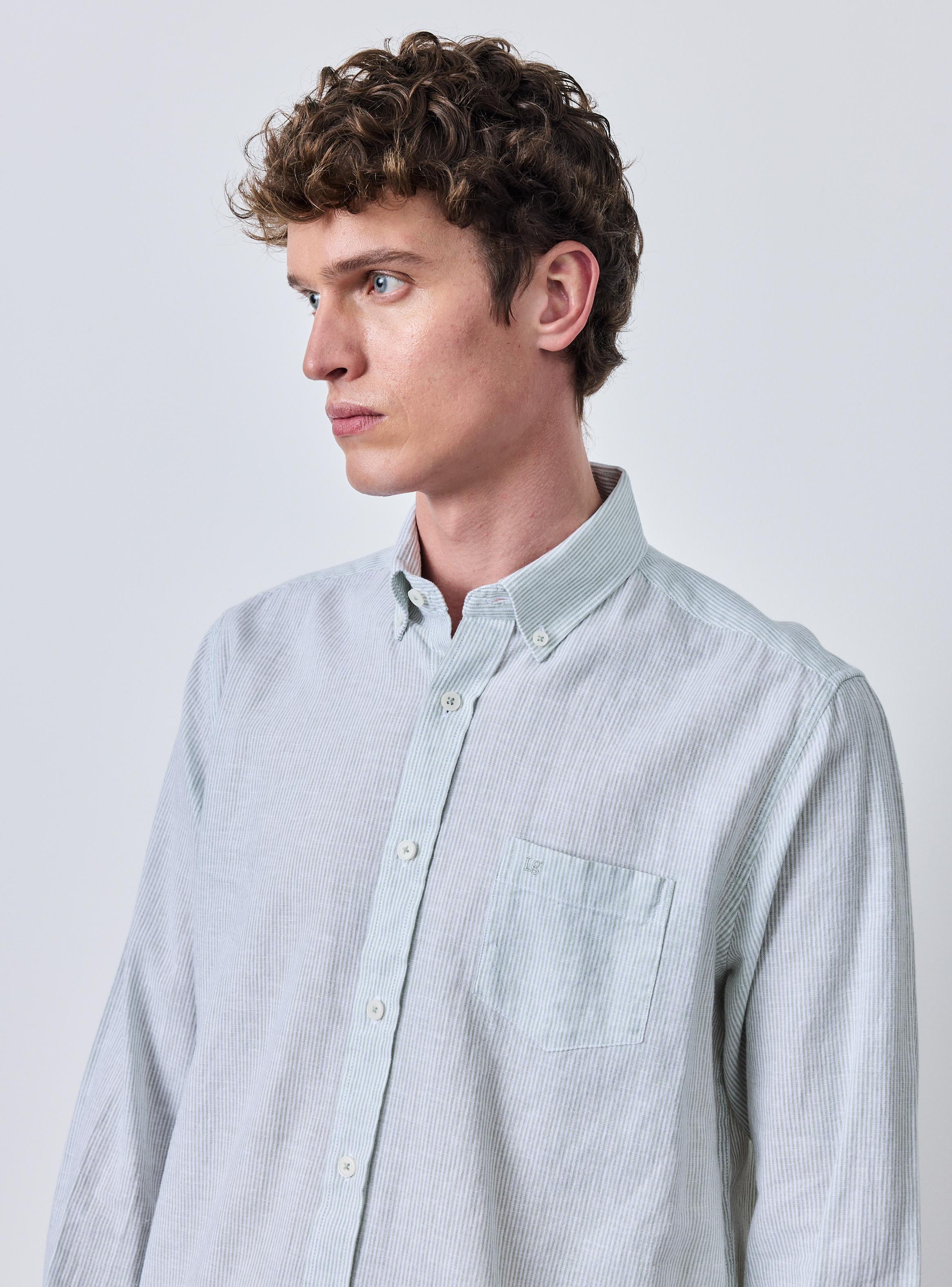 Camisa Manga Larga Lino Algodón Rayas-2