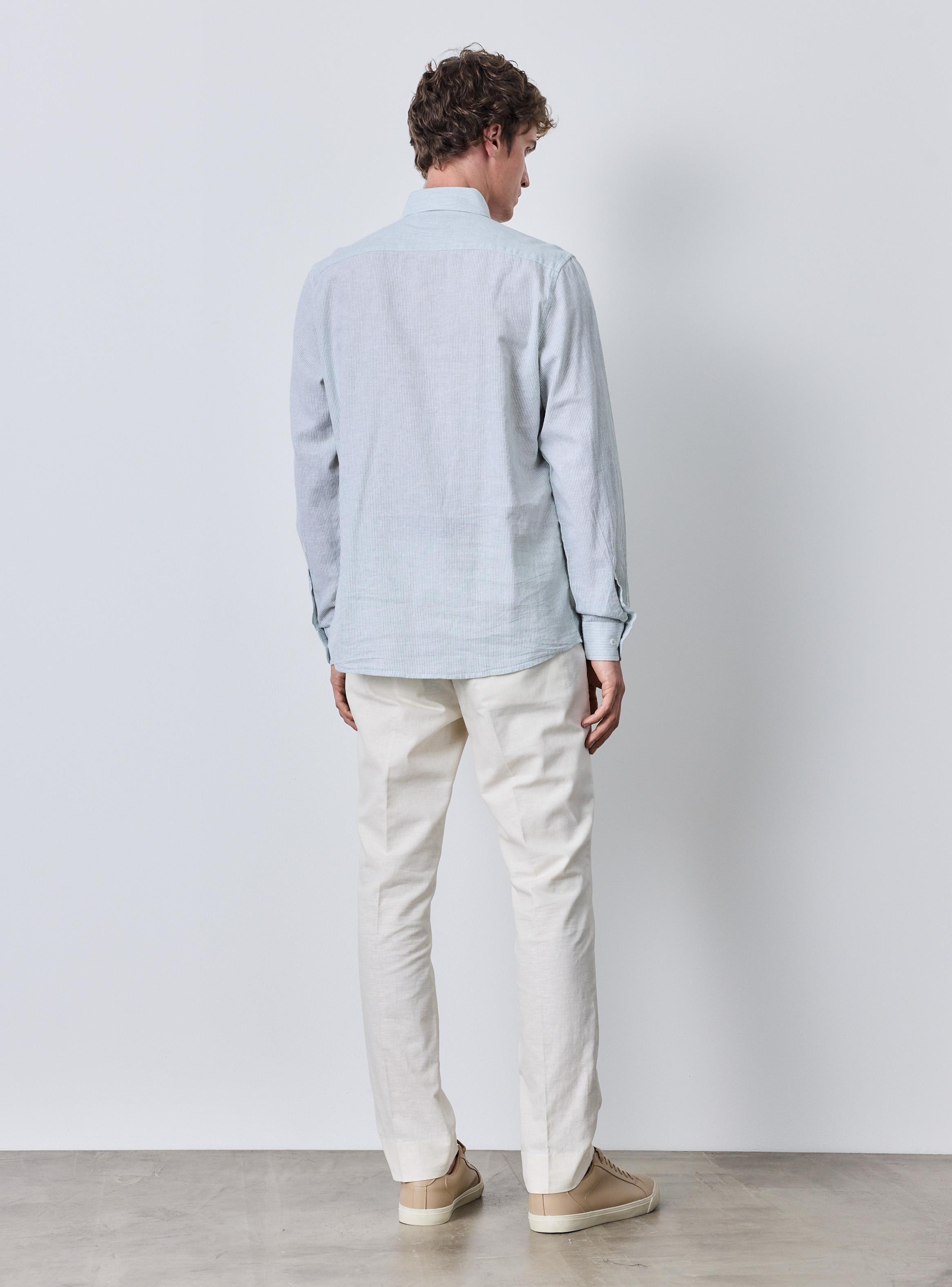 Camisa Manga Larga Lino Algodón Rayas-5