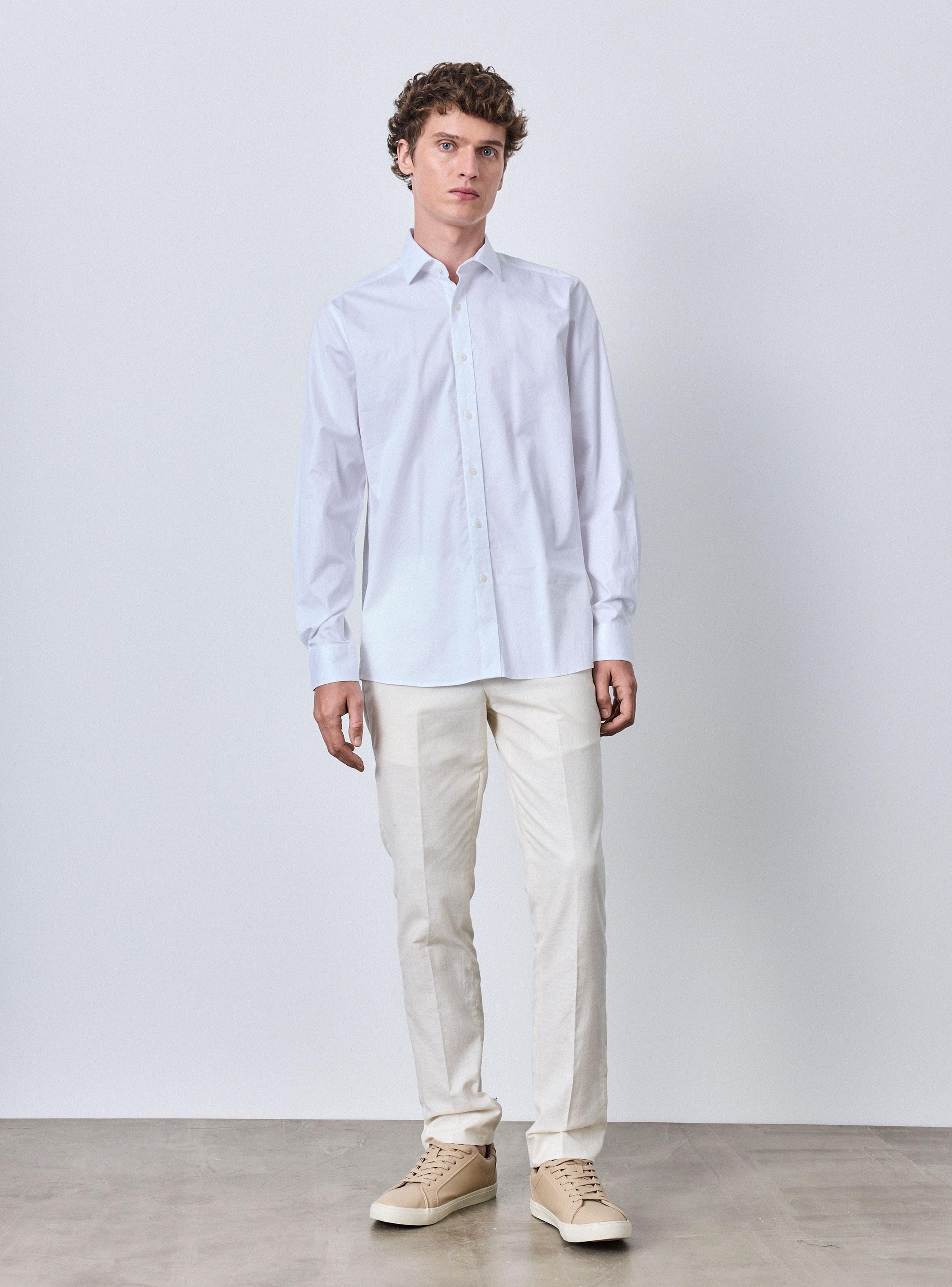 Camisa Poplin Algodón Cuello Italiano-4