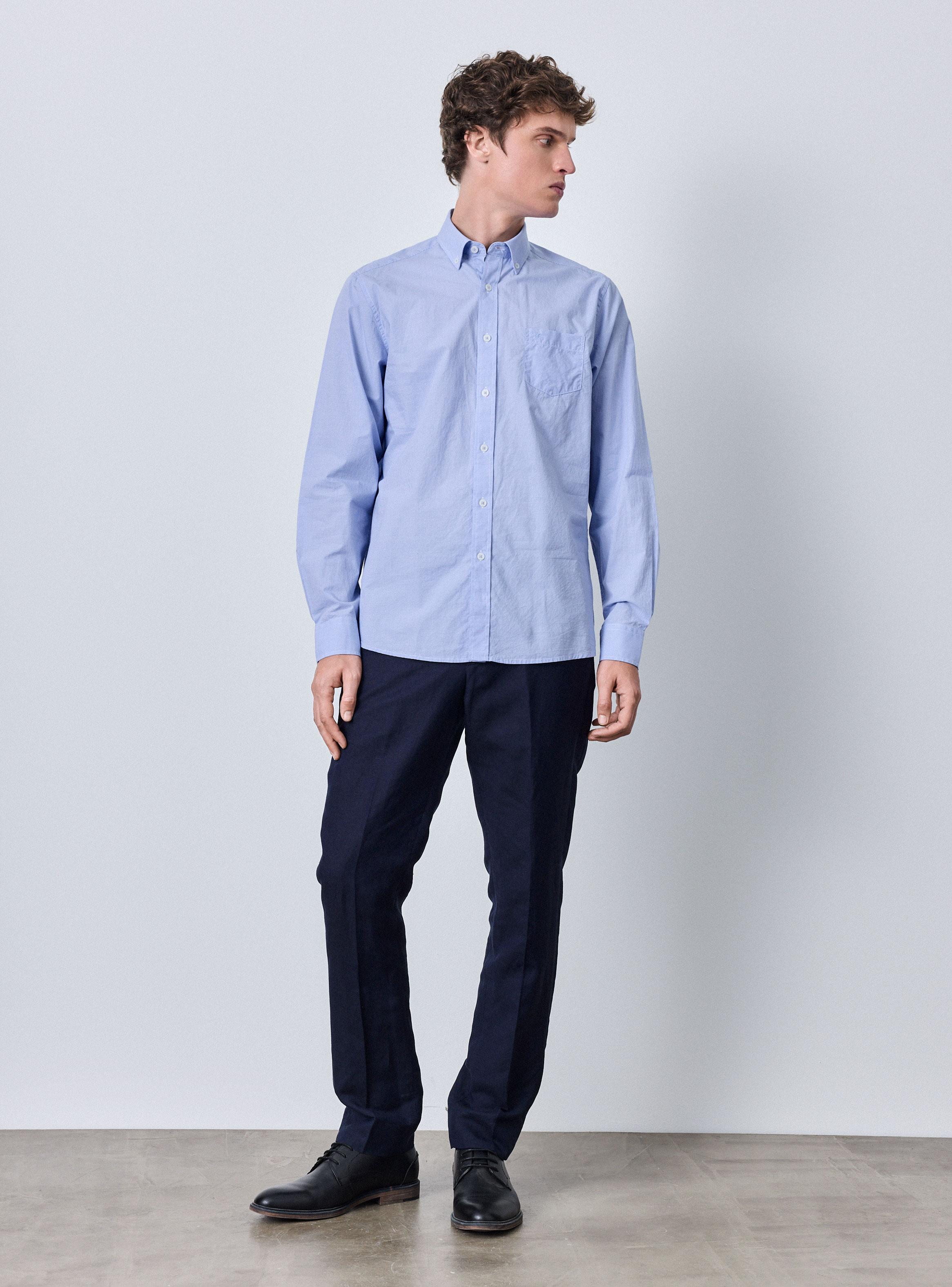 Camisa Poplin Algodon Mini Cuadros Bolsillo-4