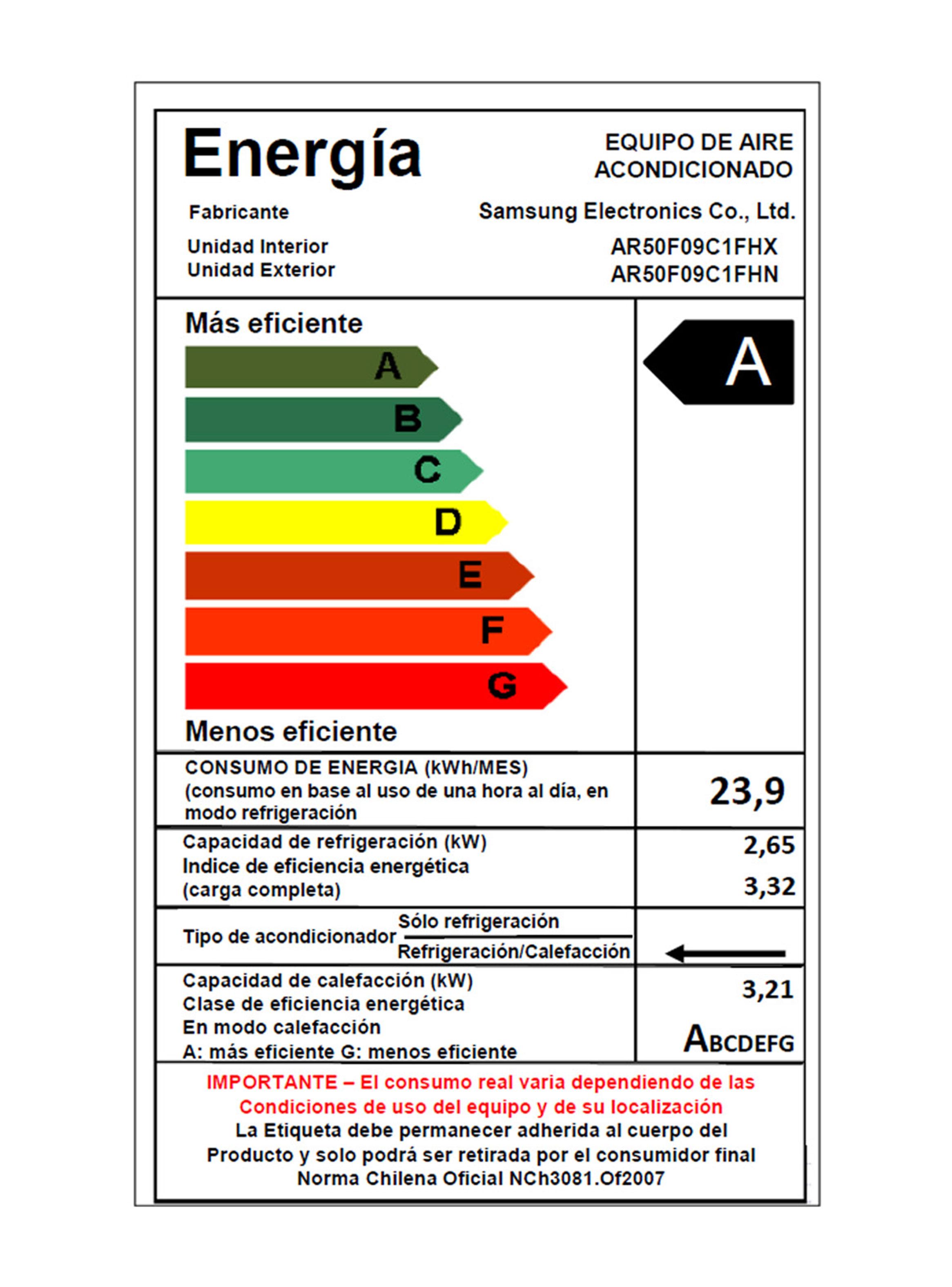 Aire Acondicionado Split Muro Wind Inverter 9000 BTU AR50F09C1FH/ZS-6
