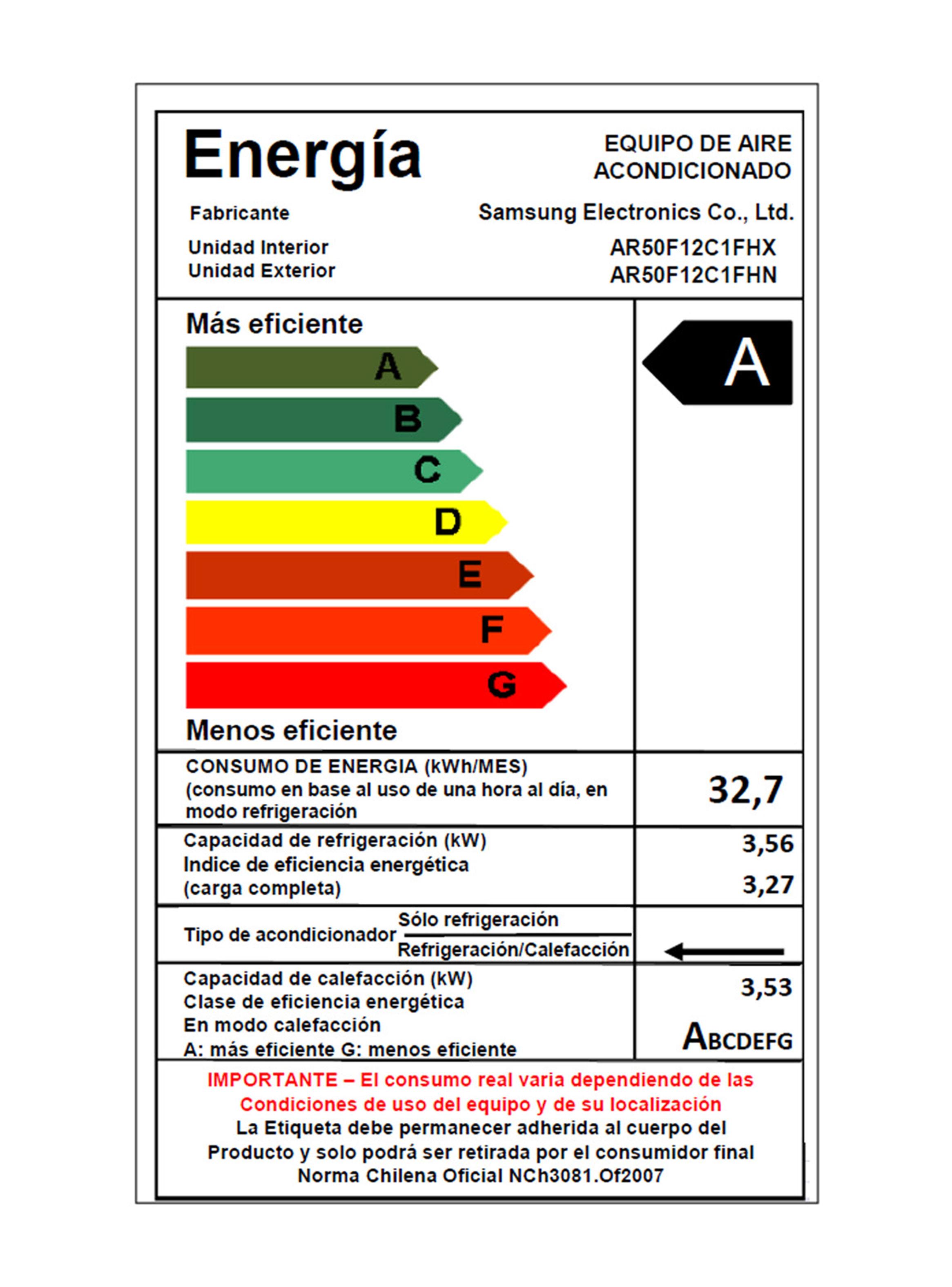 Aire Acondicionado Split Muro Wind Inverter 12000 BTU AR50F12C1FH|ZS-5