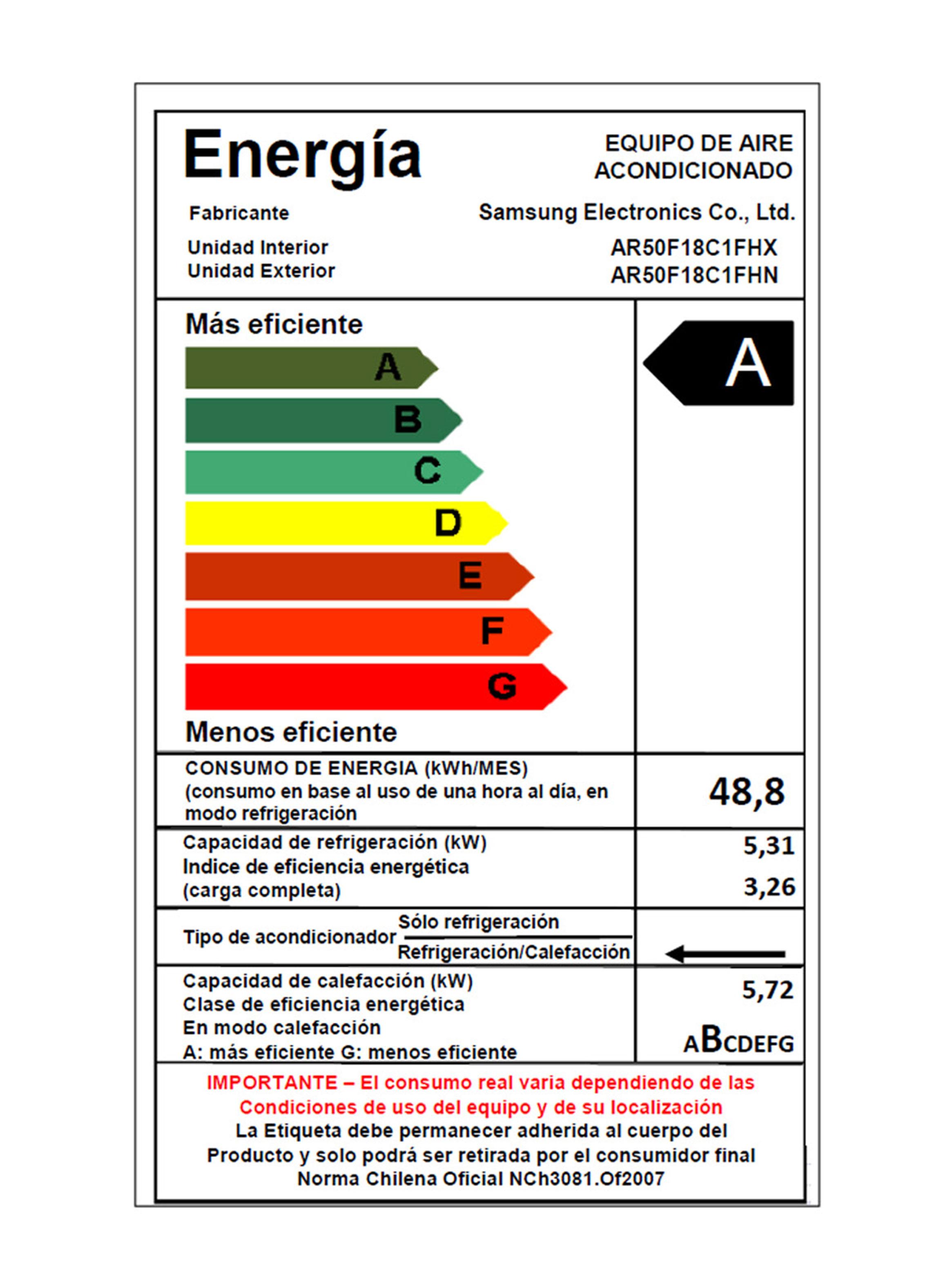 Aire Acondicionado Split Muro Wind Inverter 18000 BTU AR50F18C1FH|ZS-6