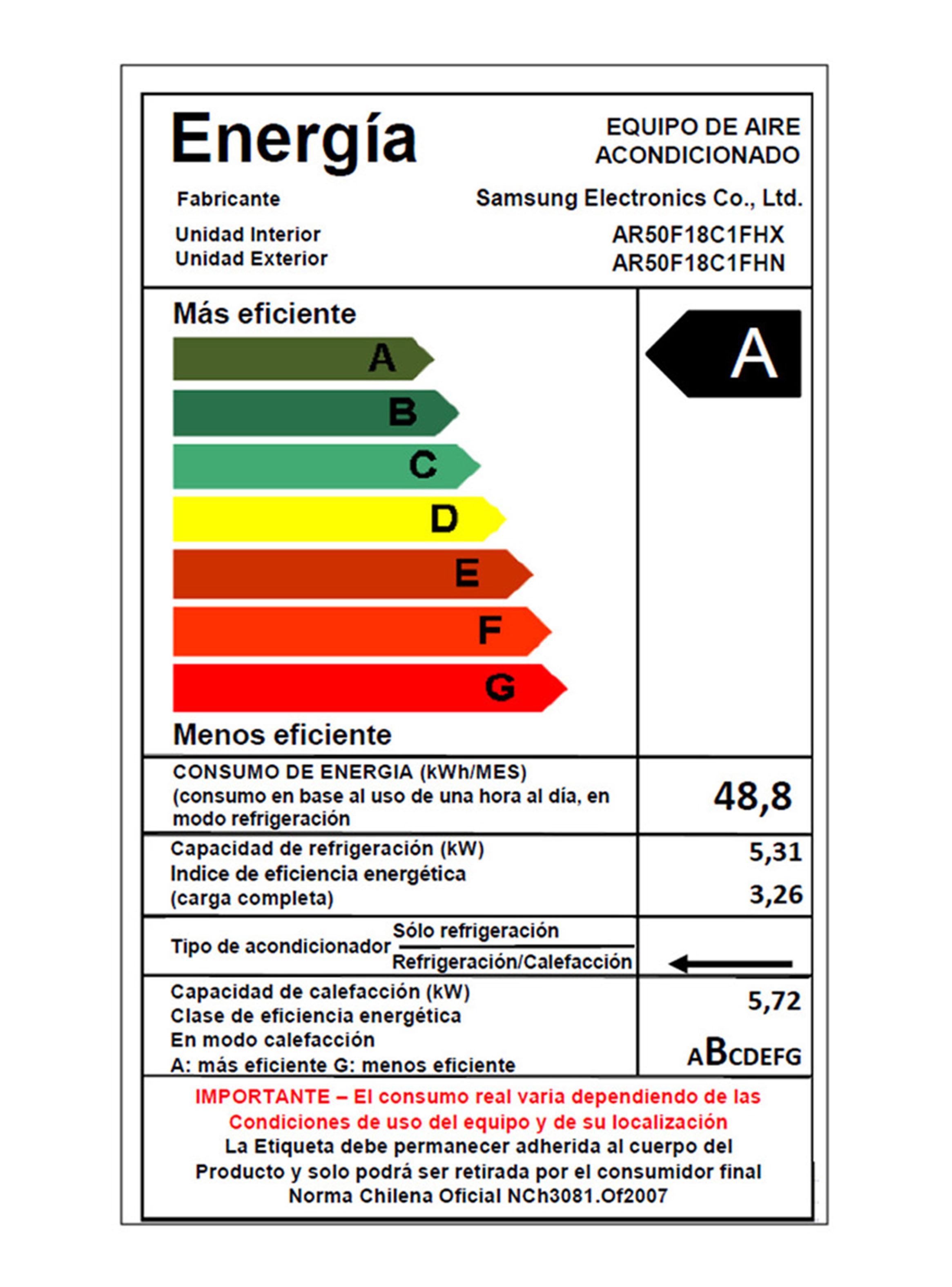 Aire Acondicionado Split Muro Wind Inverter 18000 BTU AR50F18C1FH|ZS-7