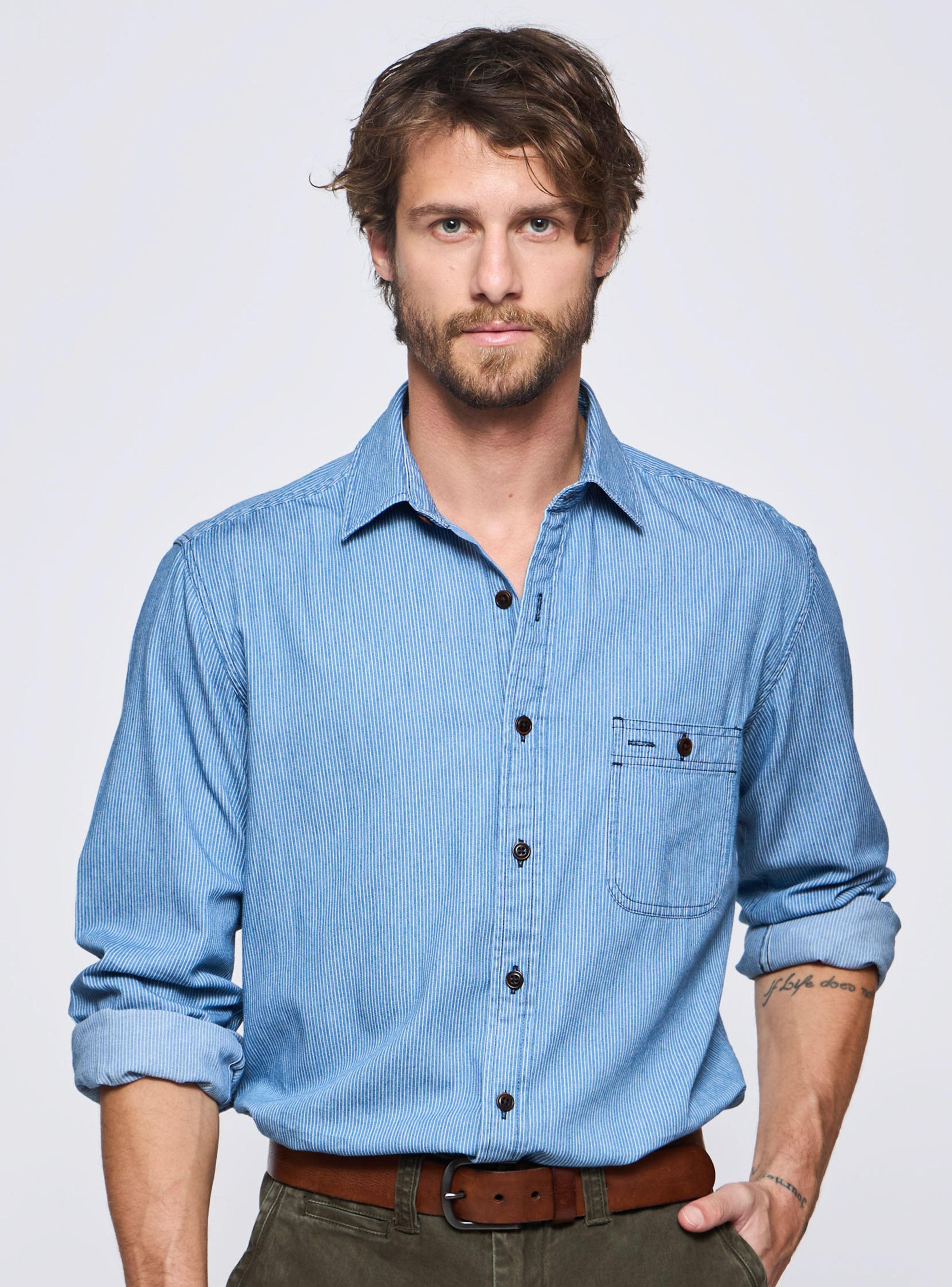 Camisa Casual Denim Botón Regular-0
