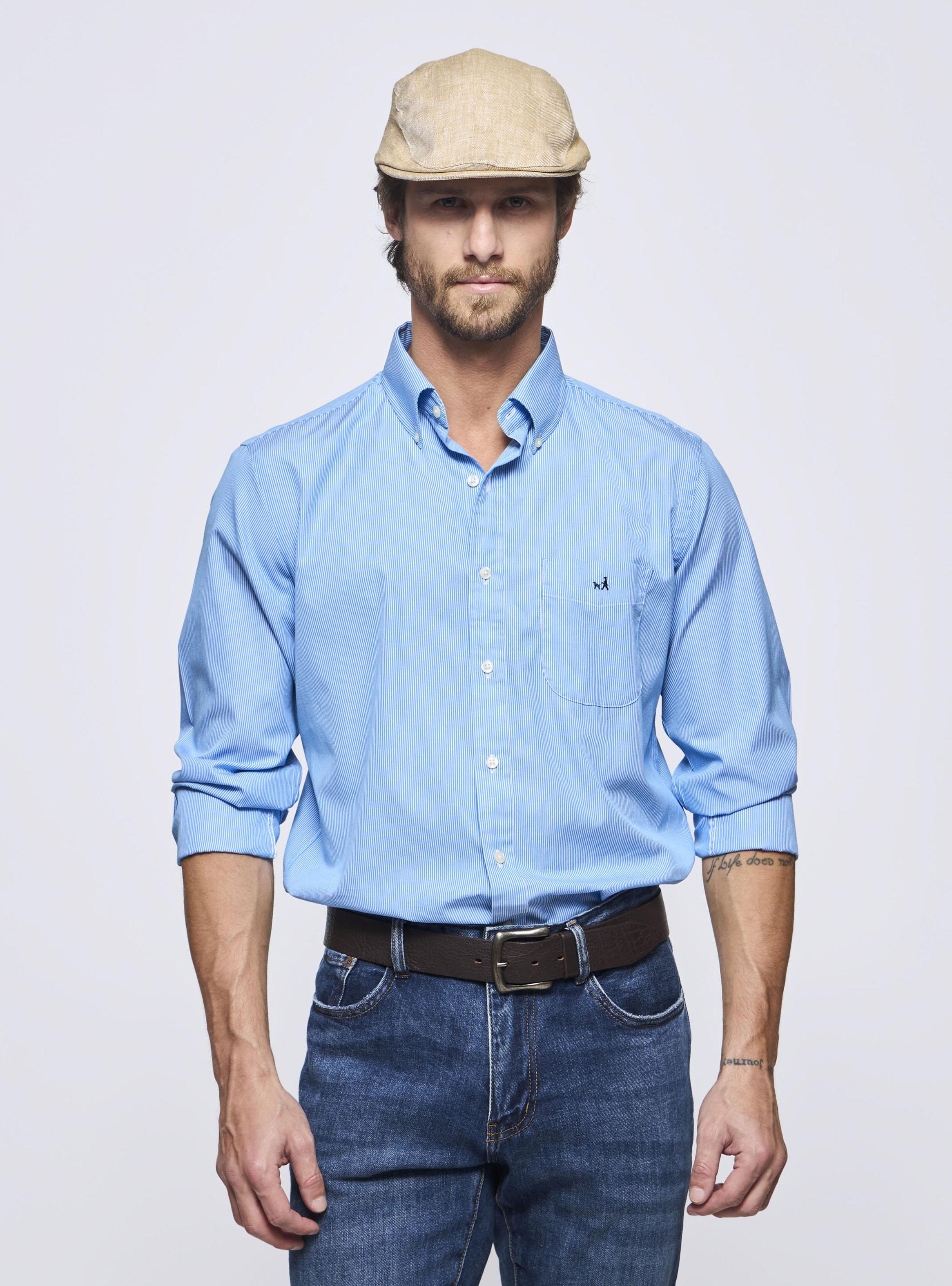 Camisa Print Manga Larga Cuadro Regular-0