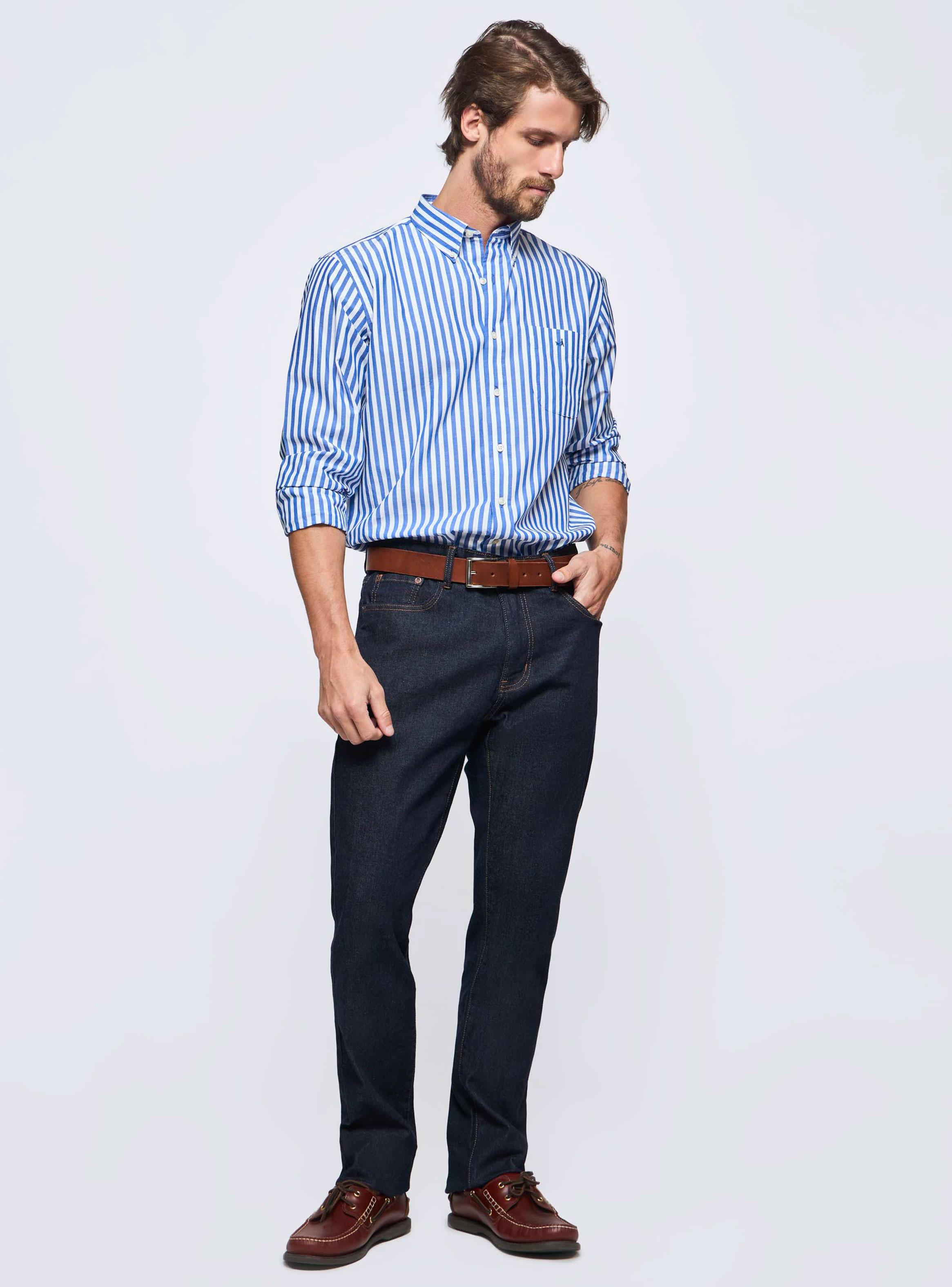 Camisa Print Líneas Verticales-3