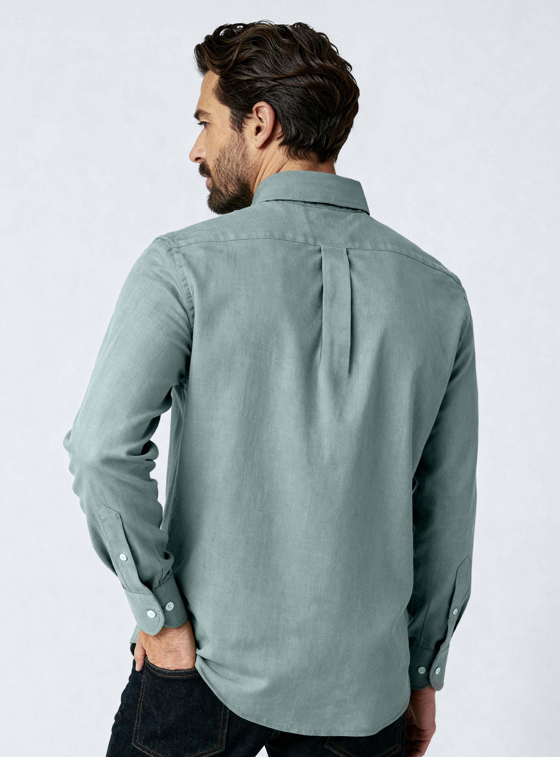 Camisa Button Down Lino Manga Larga Vintage-1