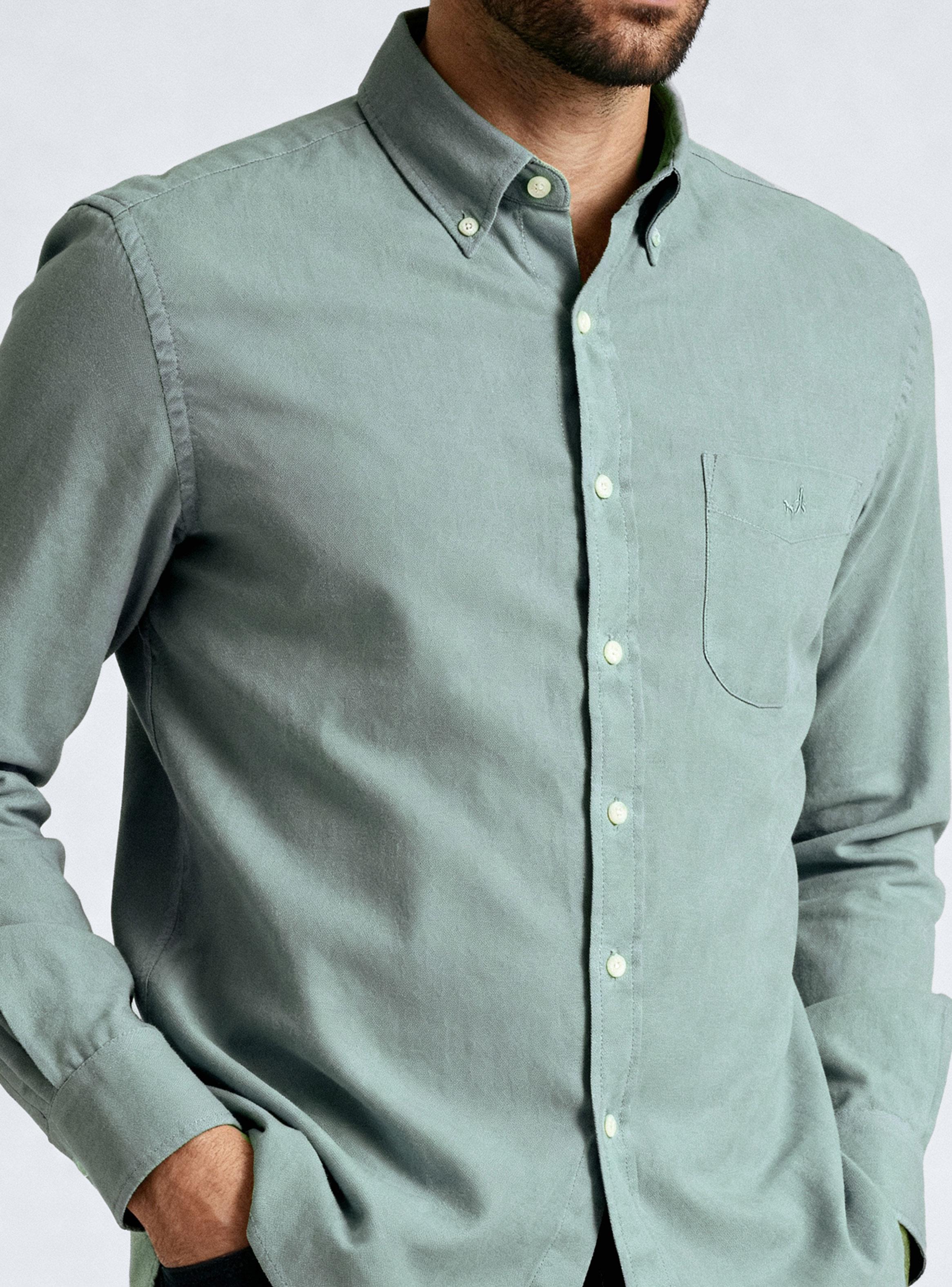 Camisa Button Down Lino Manga Larga Vintage-2