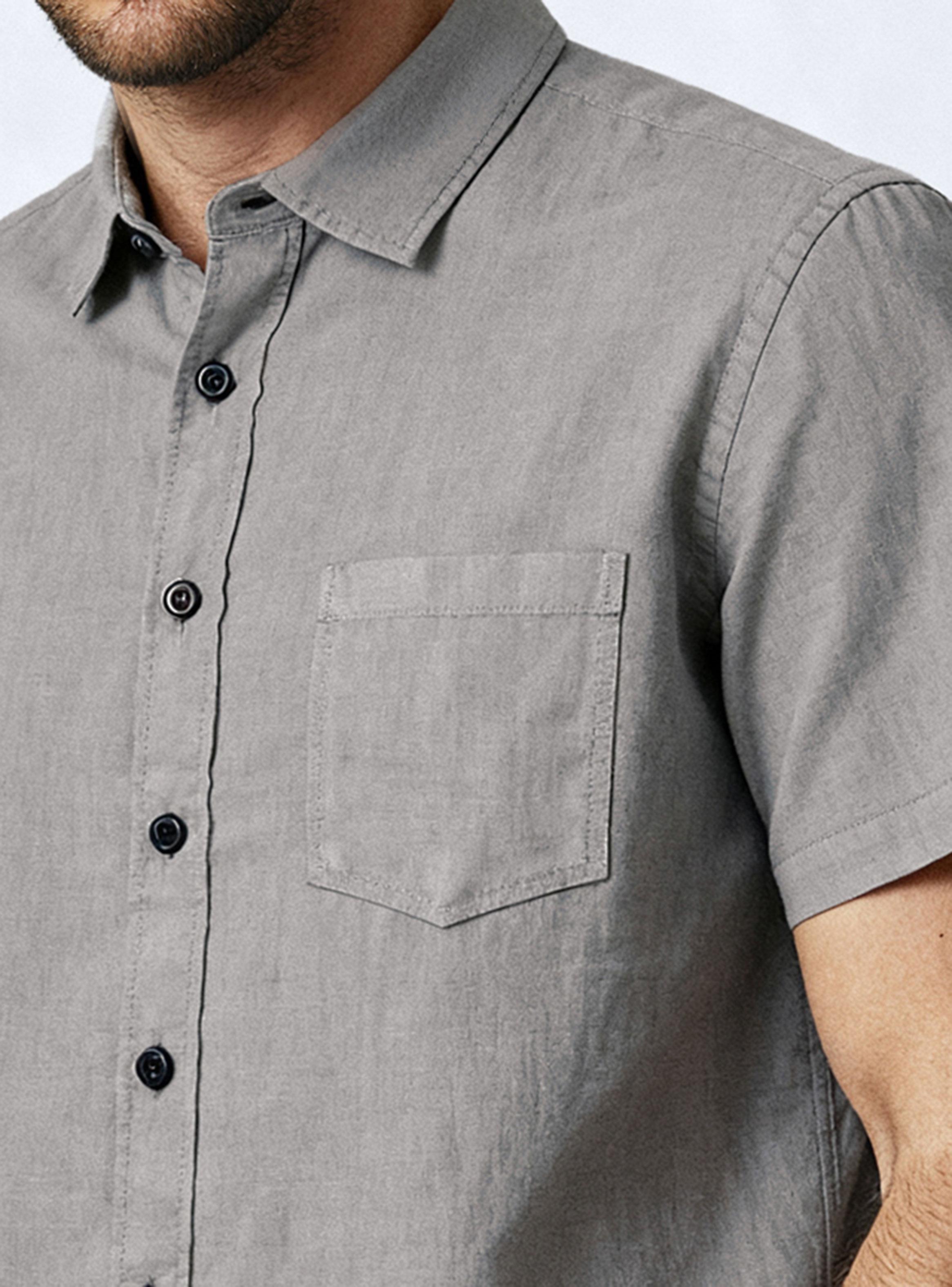 Camisa Houston Lino Manga Corta Vintage-1