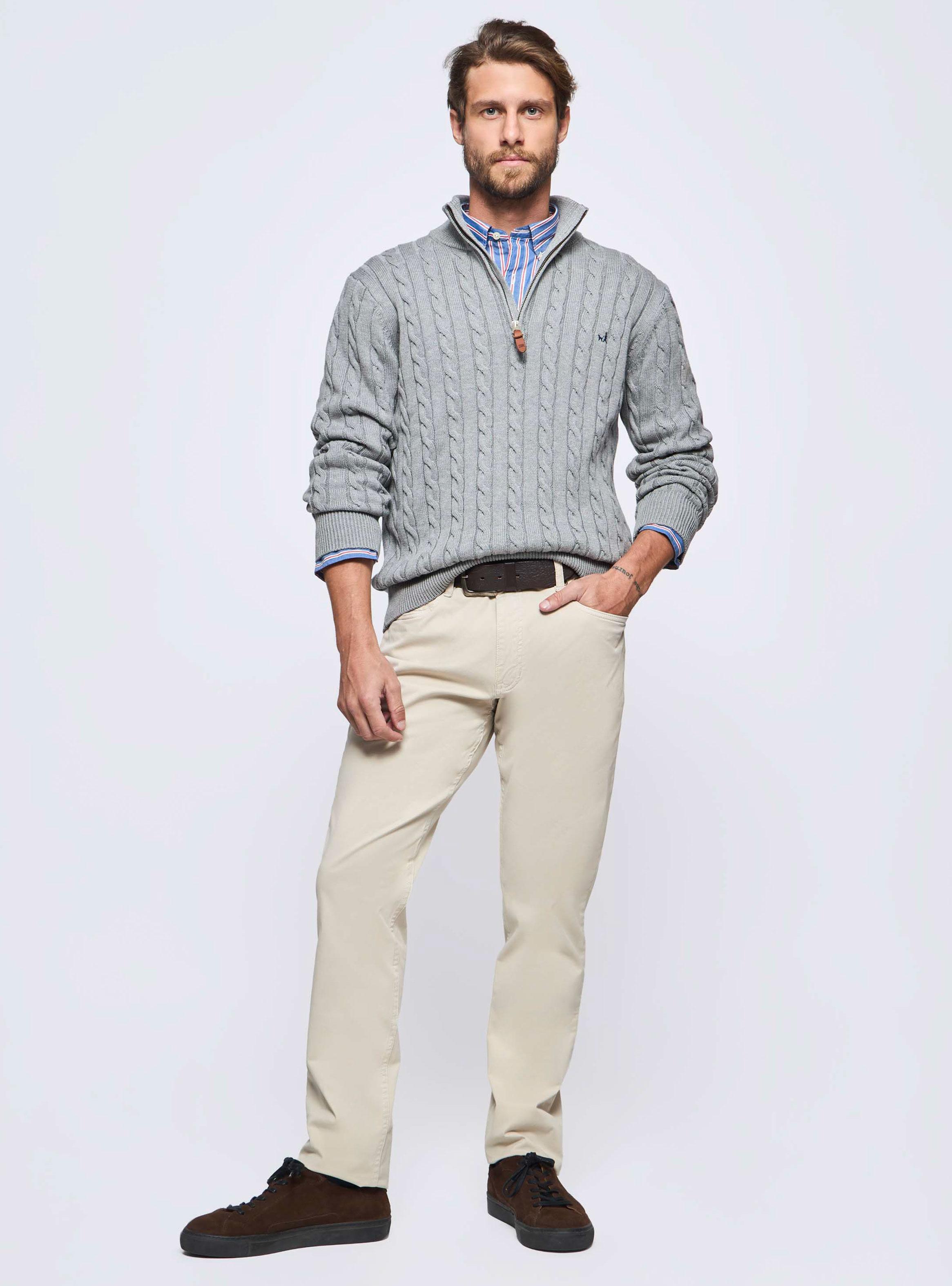 Sweater Trezado Row Medio Cierre-3