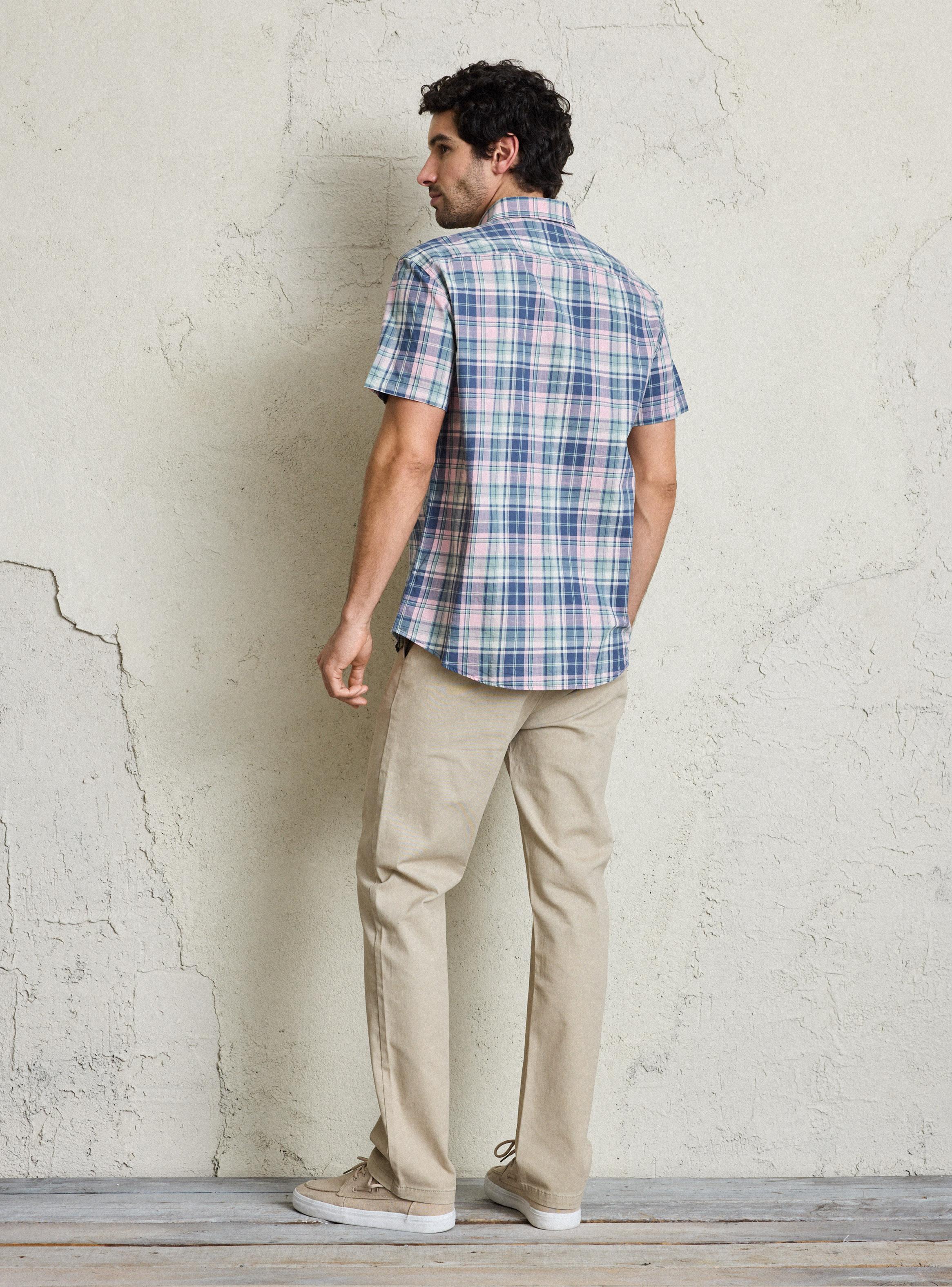 Camisa Manga Corta Cuadros Print-5