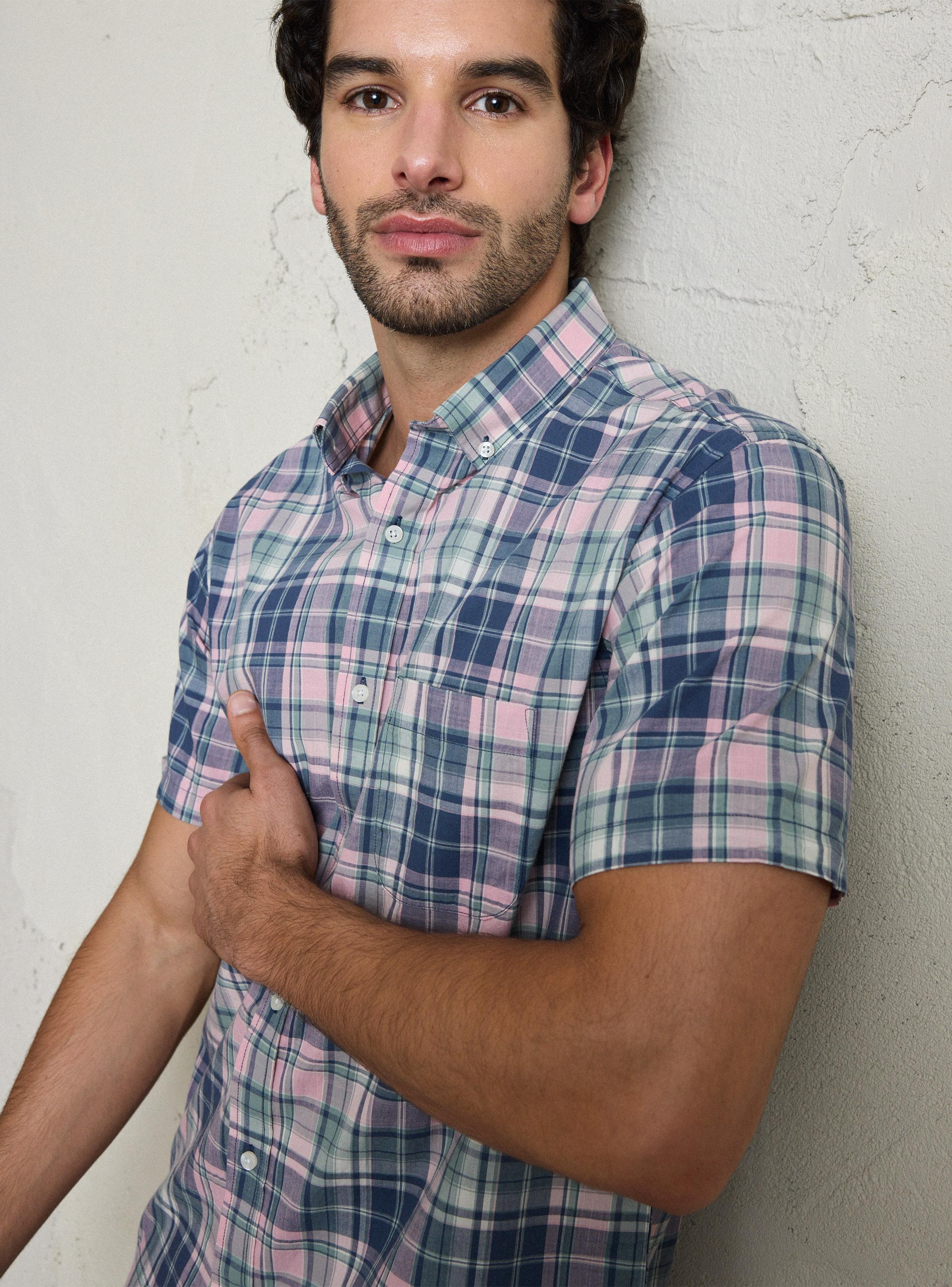 Camisa Manga Corta Cuadros Print-2