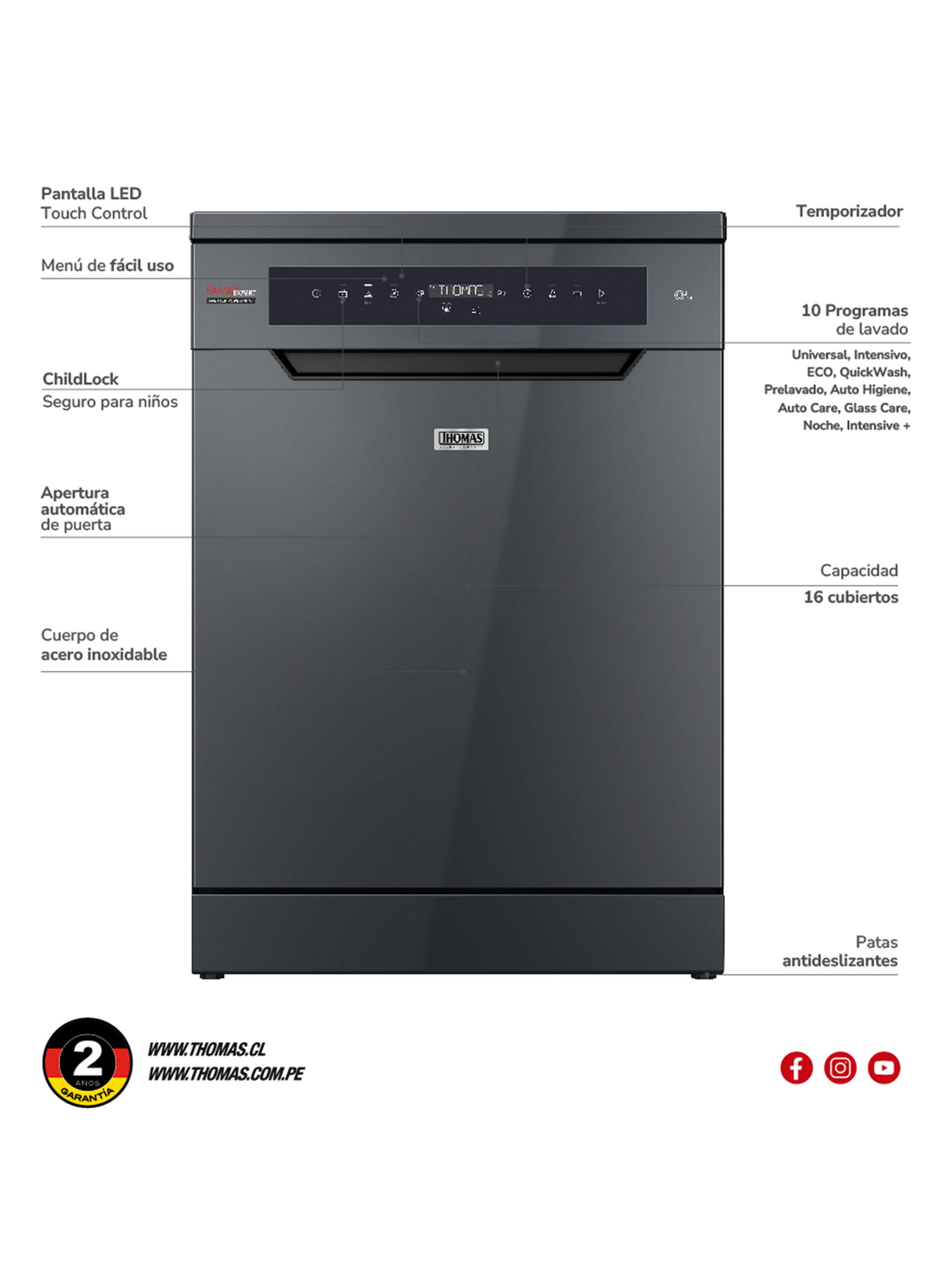 Lavavajillas 16 Cubiertos Inox Dark-Grey TH-DW16CA-2