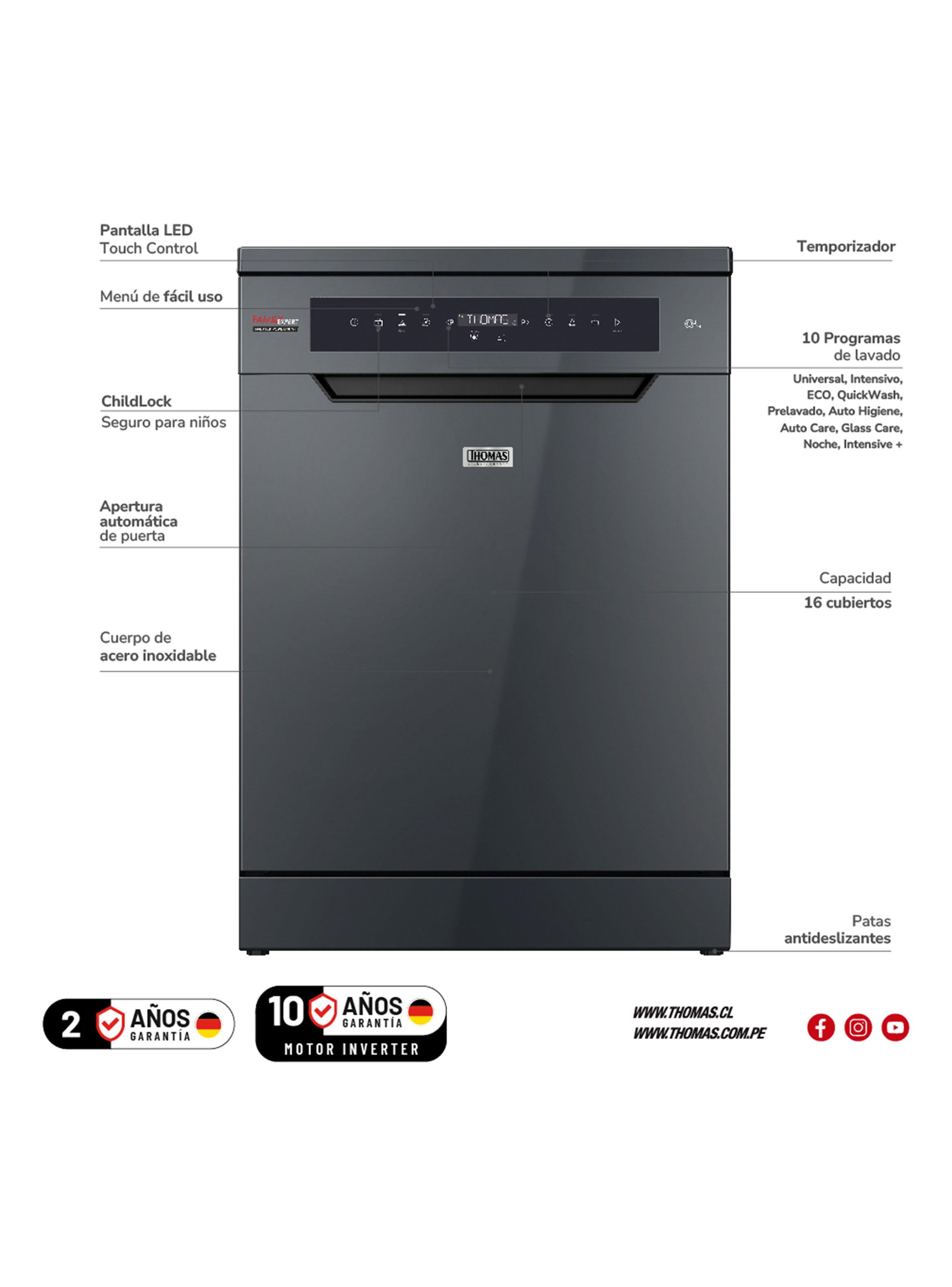 Lavavajillas 16 Cubiertos Inox Dark-Grey TH-DW16CA-2