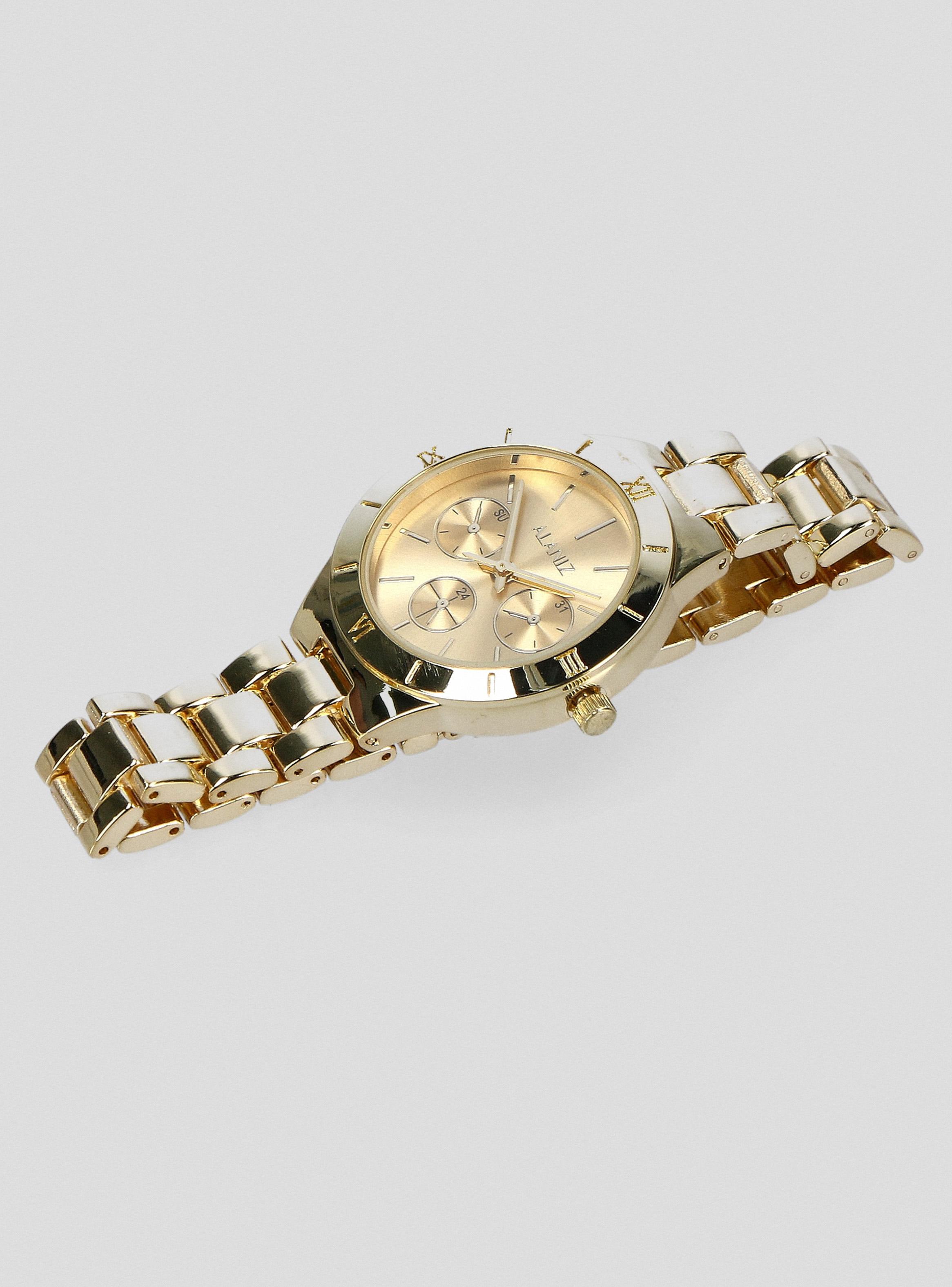 Pack Reloj Análogo Gold Mujer + Aros Dorados-4