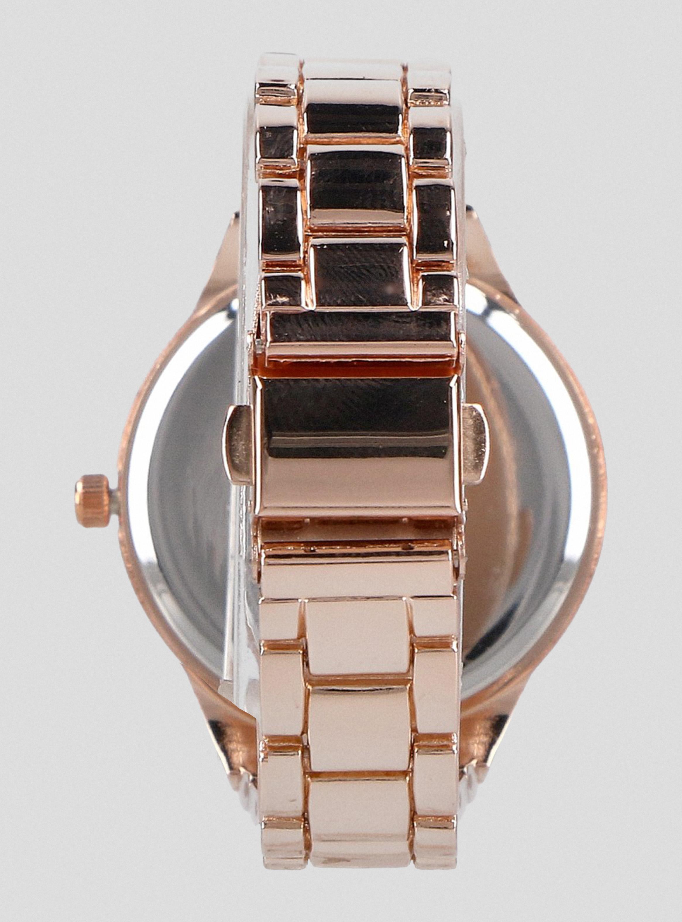 Pack Reloj Análogo Rose Gold Mujer + Aros Plateados-3
