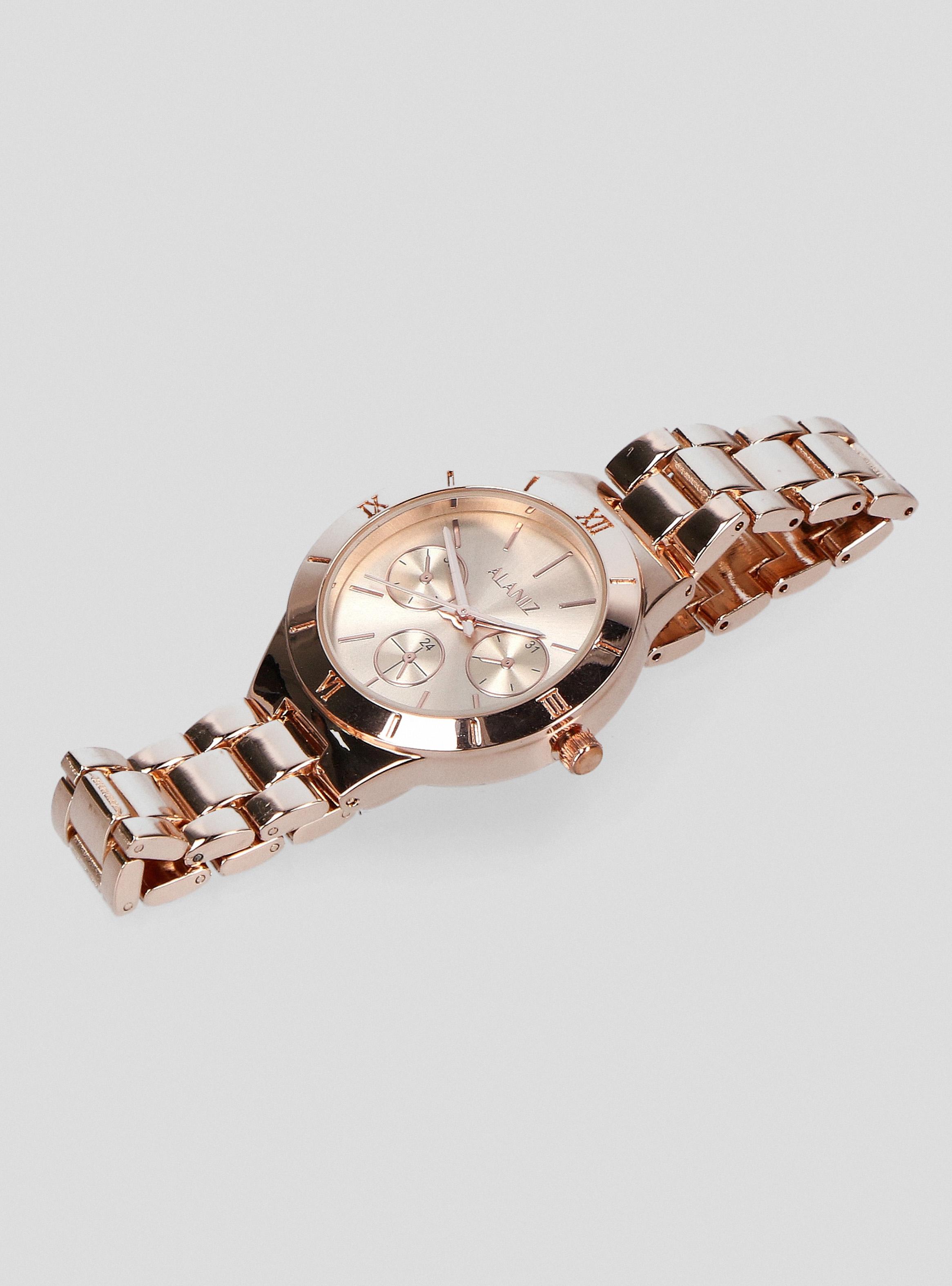 Pack Reloj Análogo Rose Gold Mujer + Aros Plateados-5