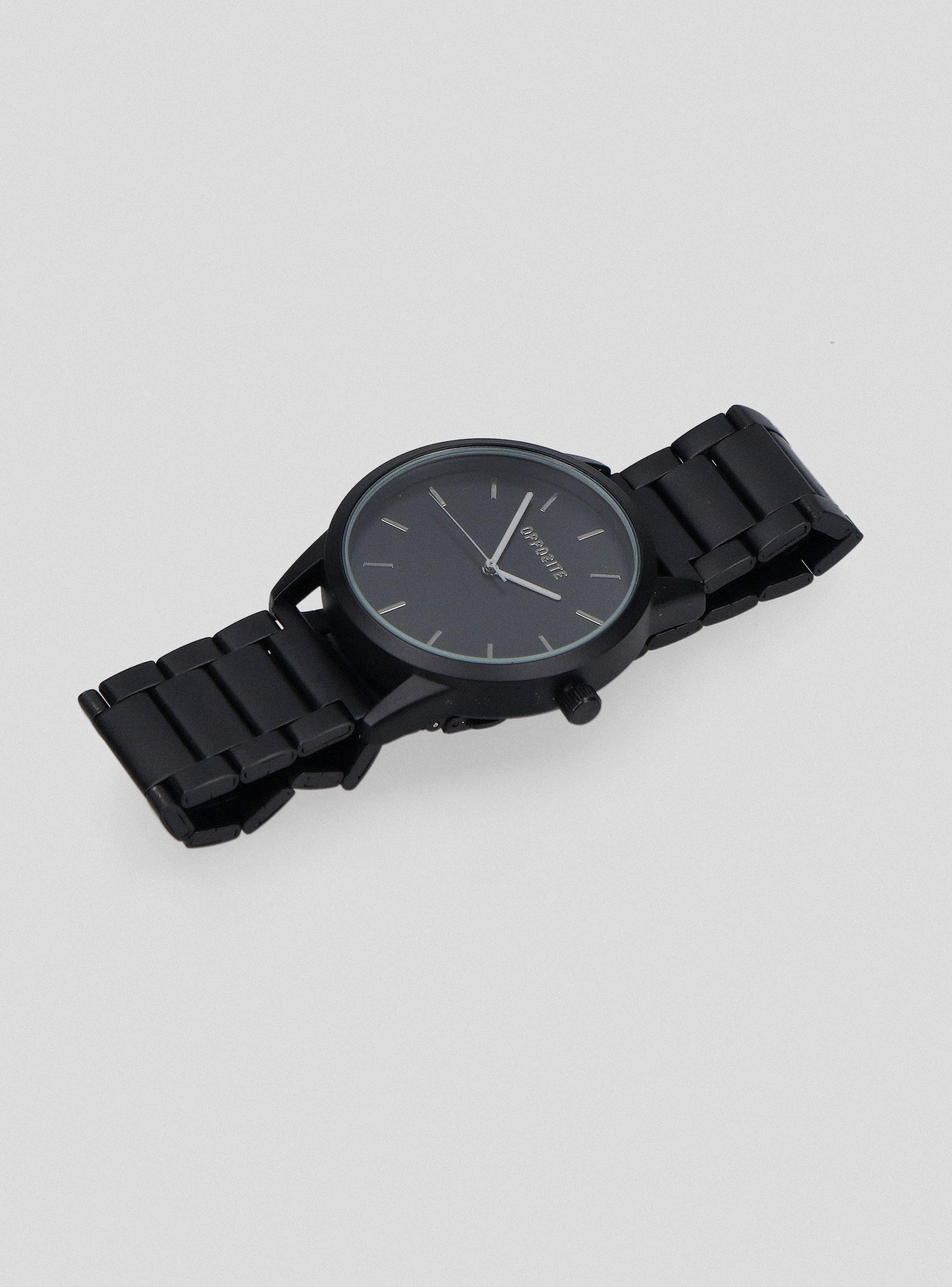 Reloj Análogo con Correa Metal Negro Hombre-2