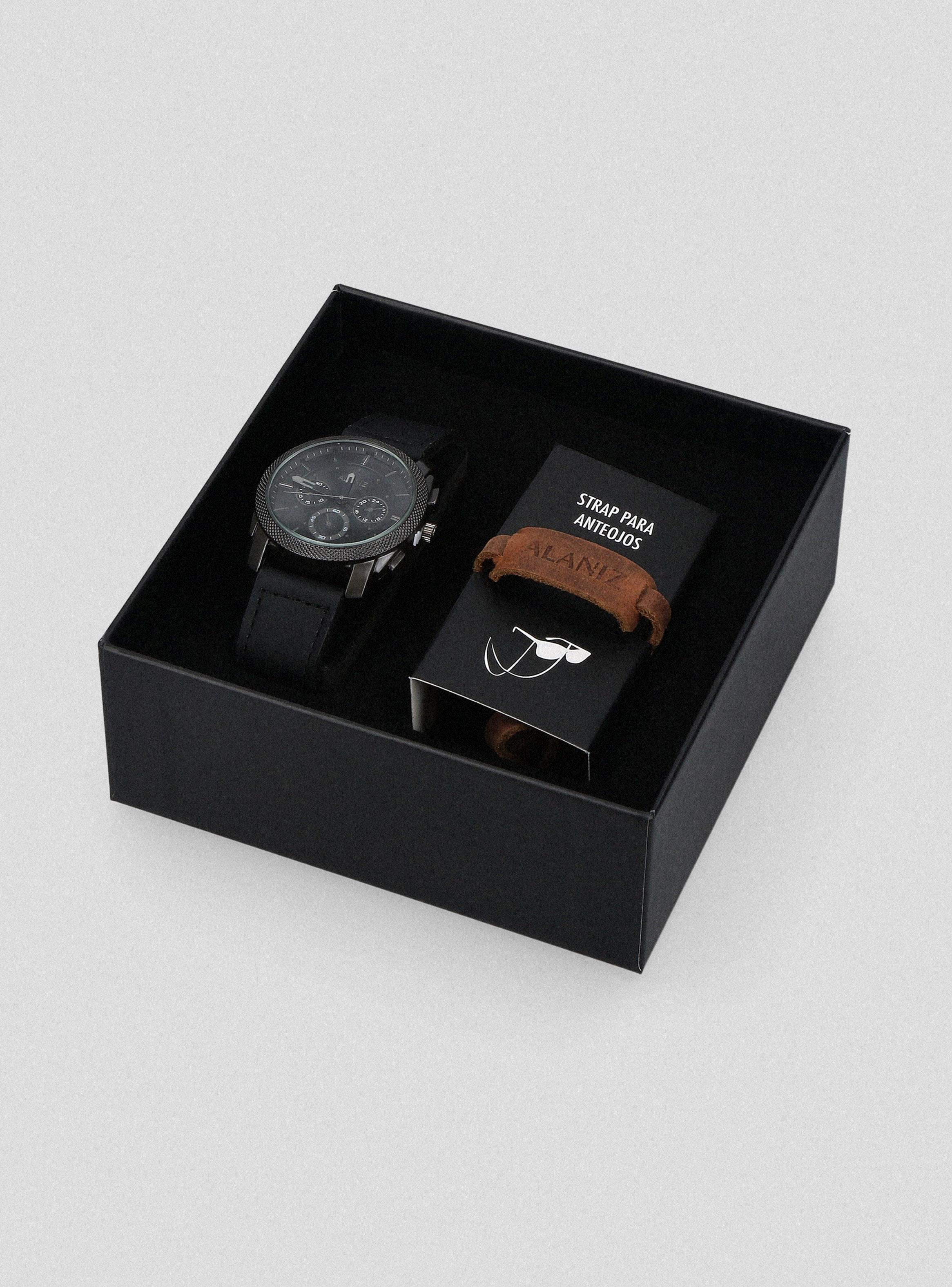 Pack Reloj Análogo Black Hombre + Strap Anteojos-6