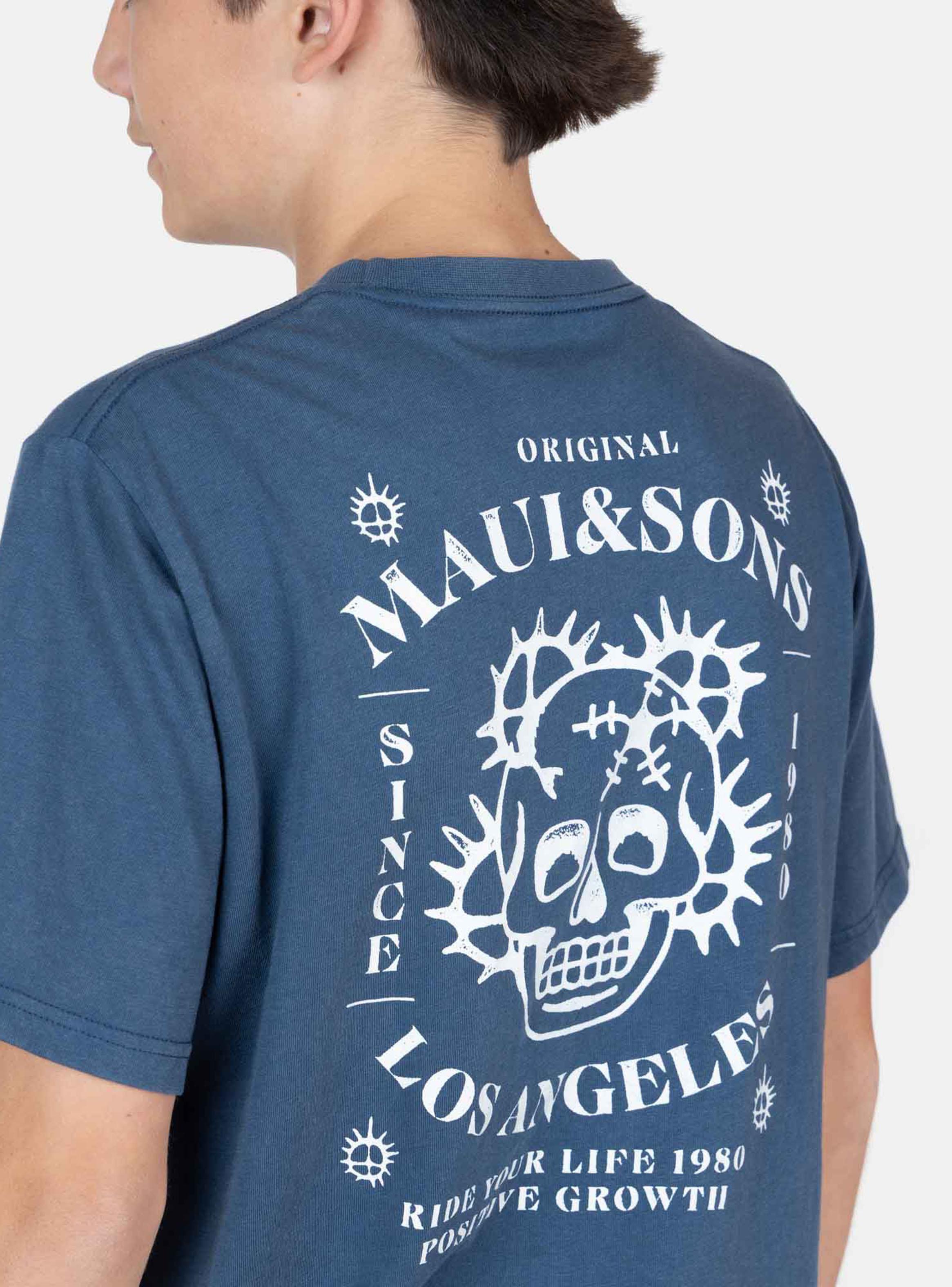 Polera Estampado Espalda Calavera Stencil Navy-2
