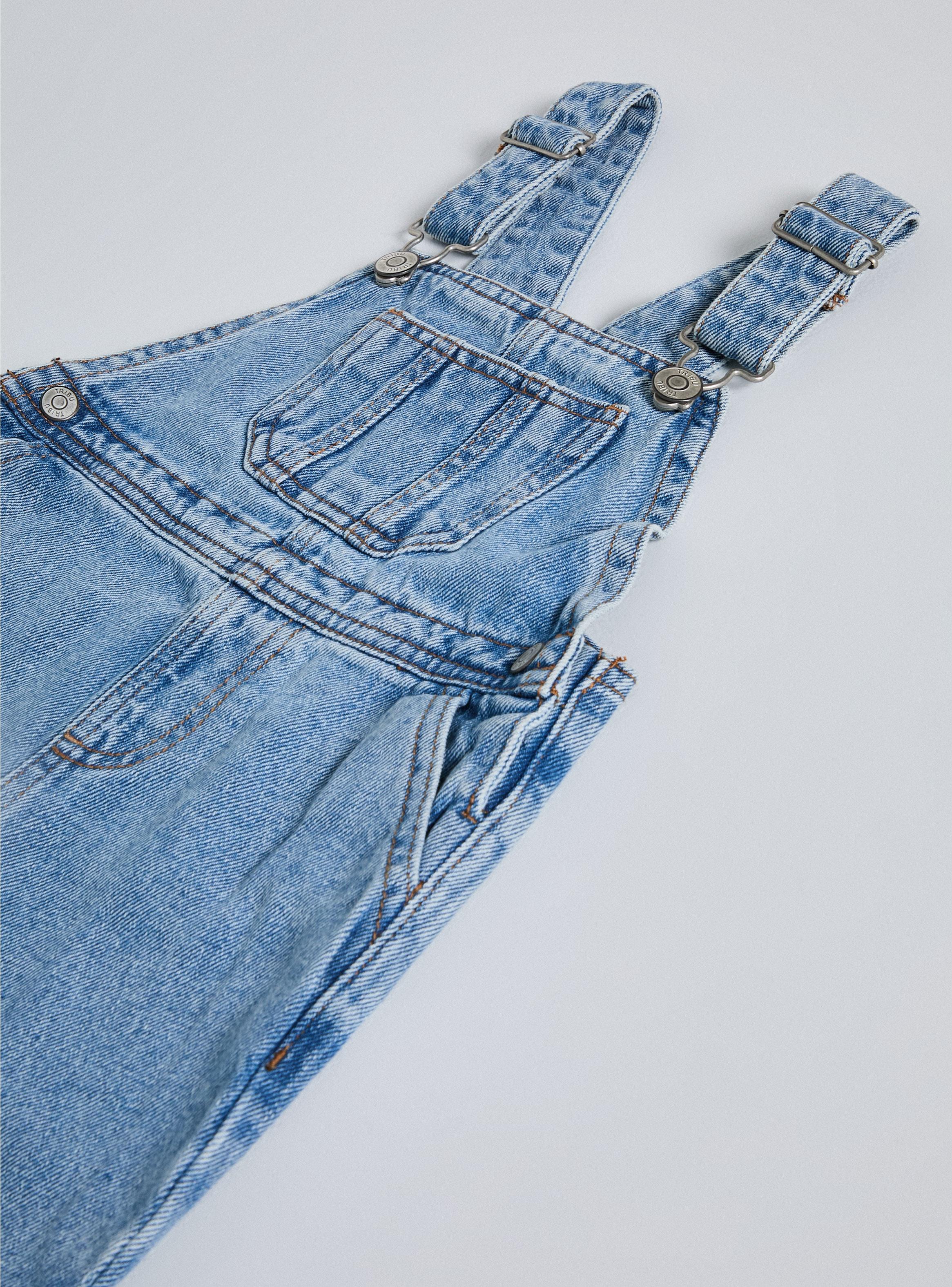 Jardinera Clásica Denim con Bolsillo Frontal-2