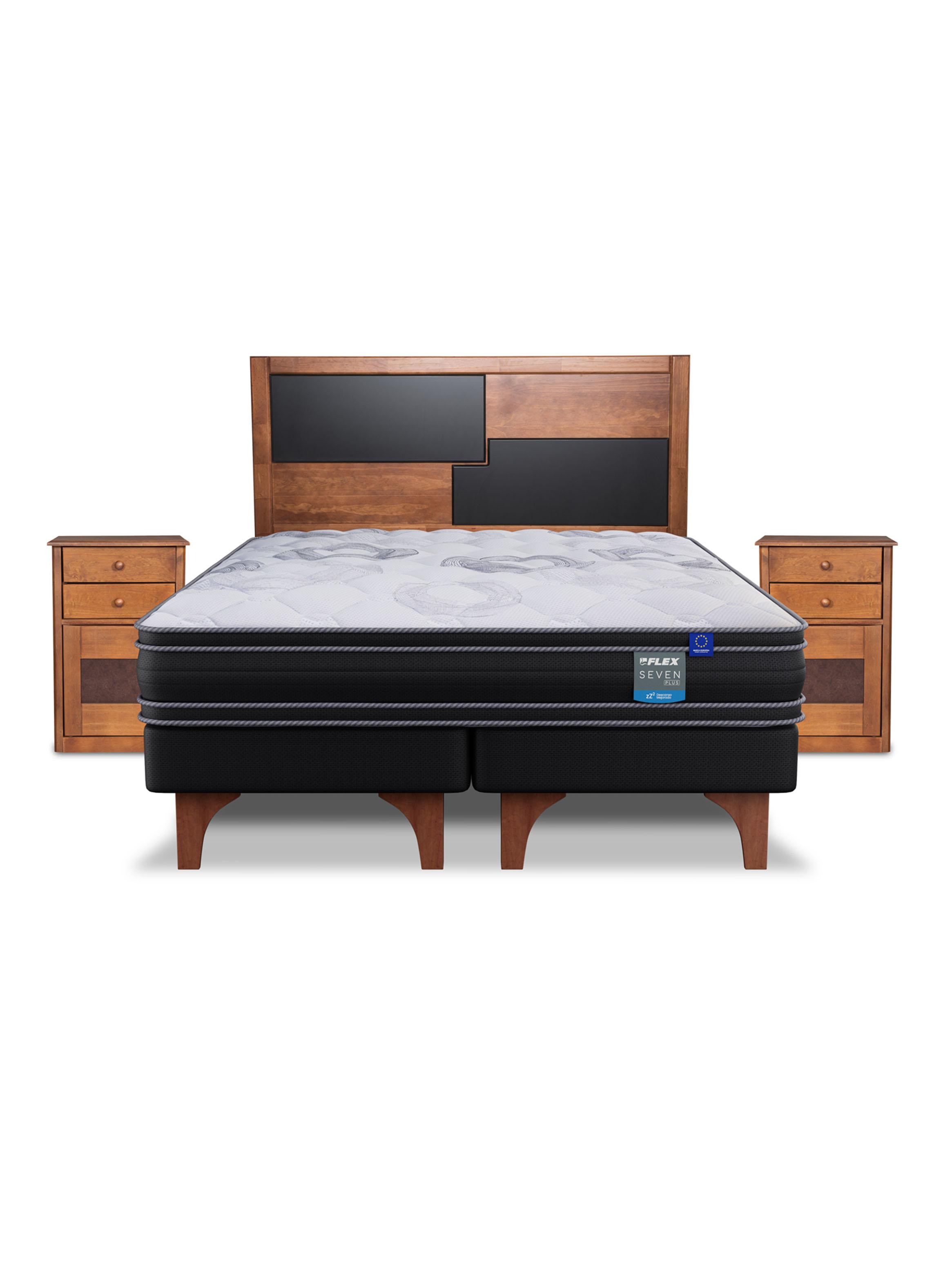 Cama Europea Seven Plus 2 Plazas Box Base Dividida + Set Muebles Colonia-2