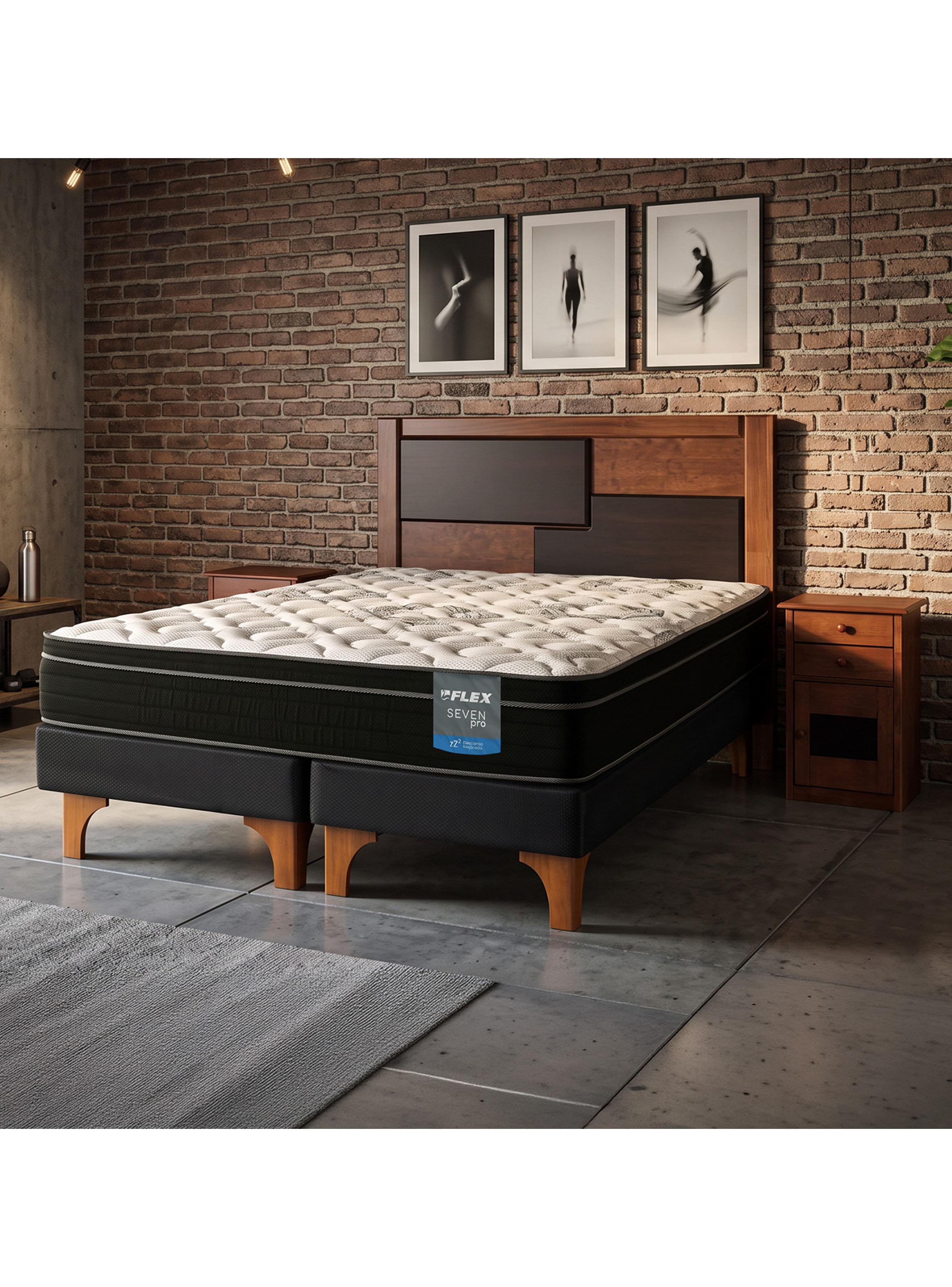 Cama Europea Seven Pro 2 Plazas Box BD + Set Colonia-5