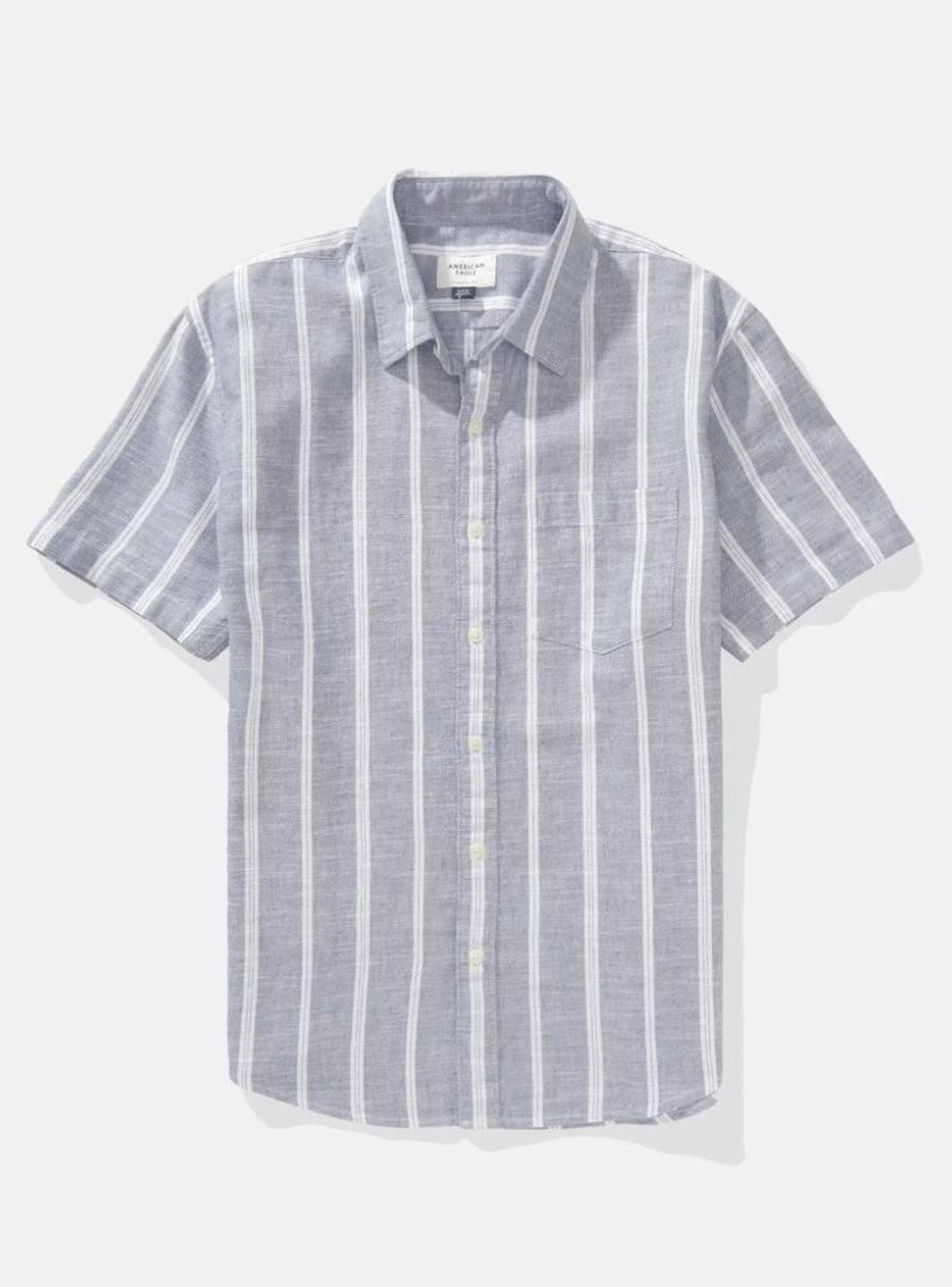 Camisa AE Rayada con Botones Holgada-2