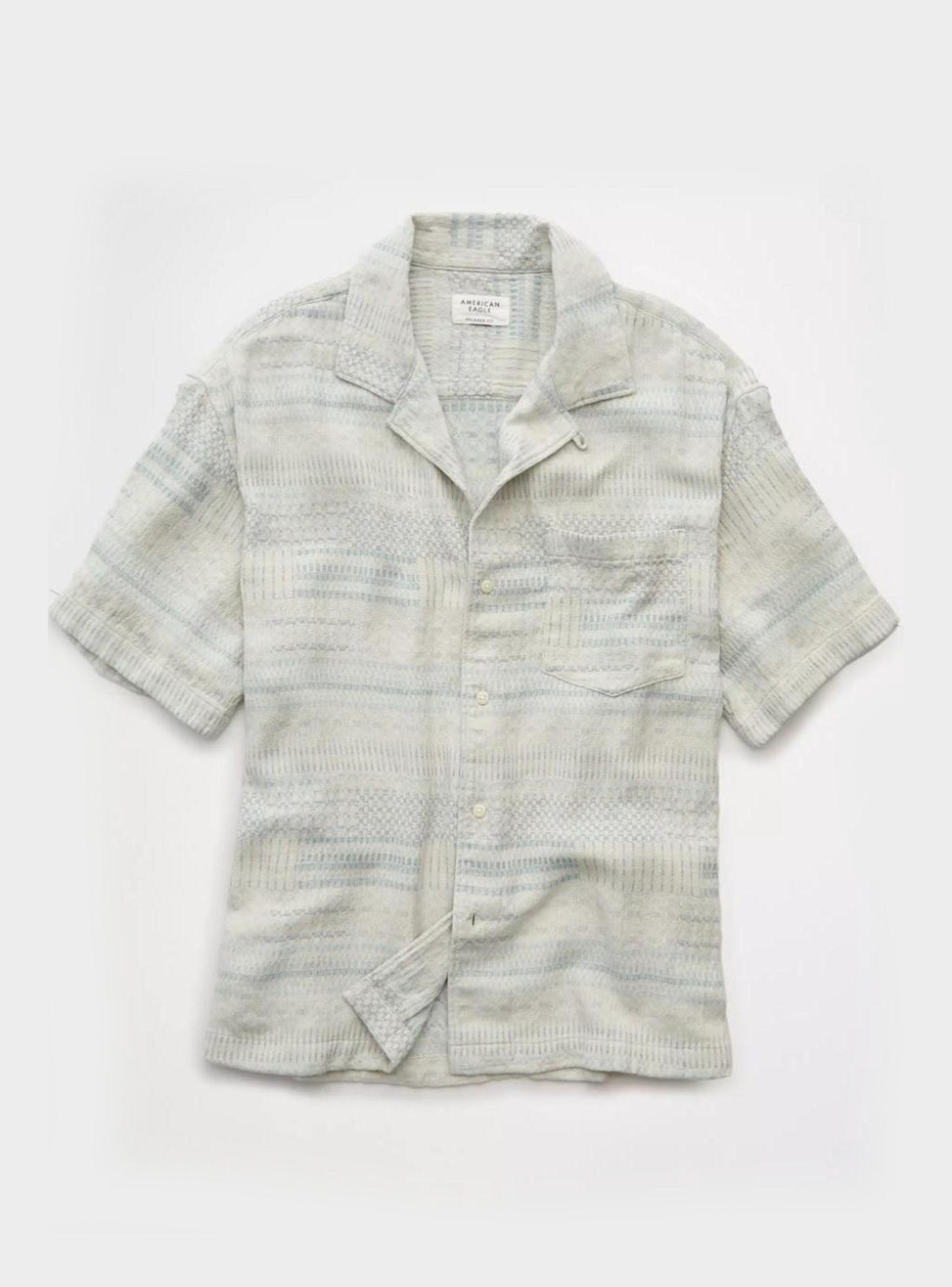 Camisa AE Rayada Texturizada con Botones Holgada-3