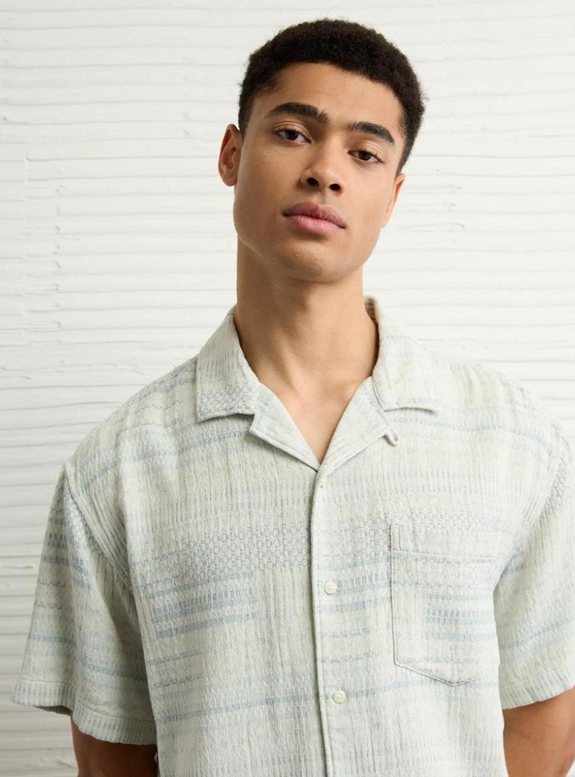 Camisa AE Rayada Texturizada con Botones Holgada-2