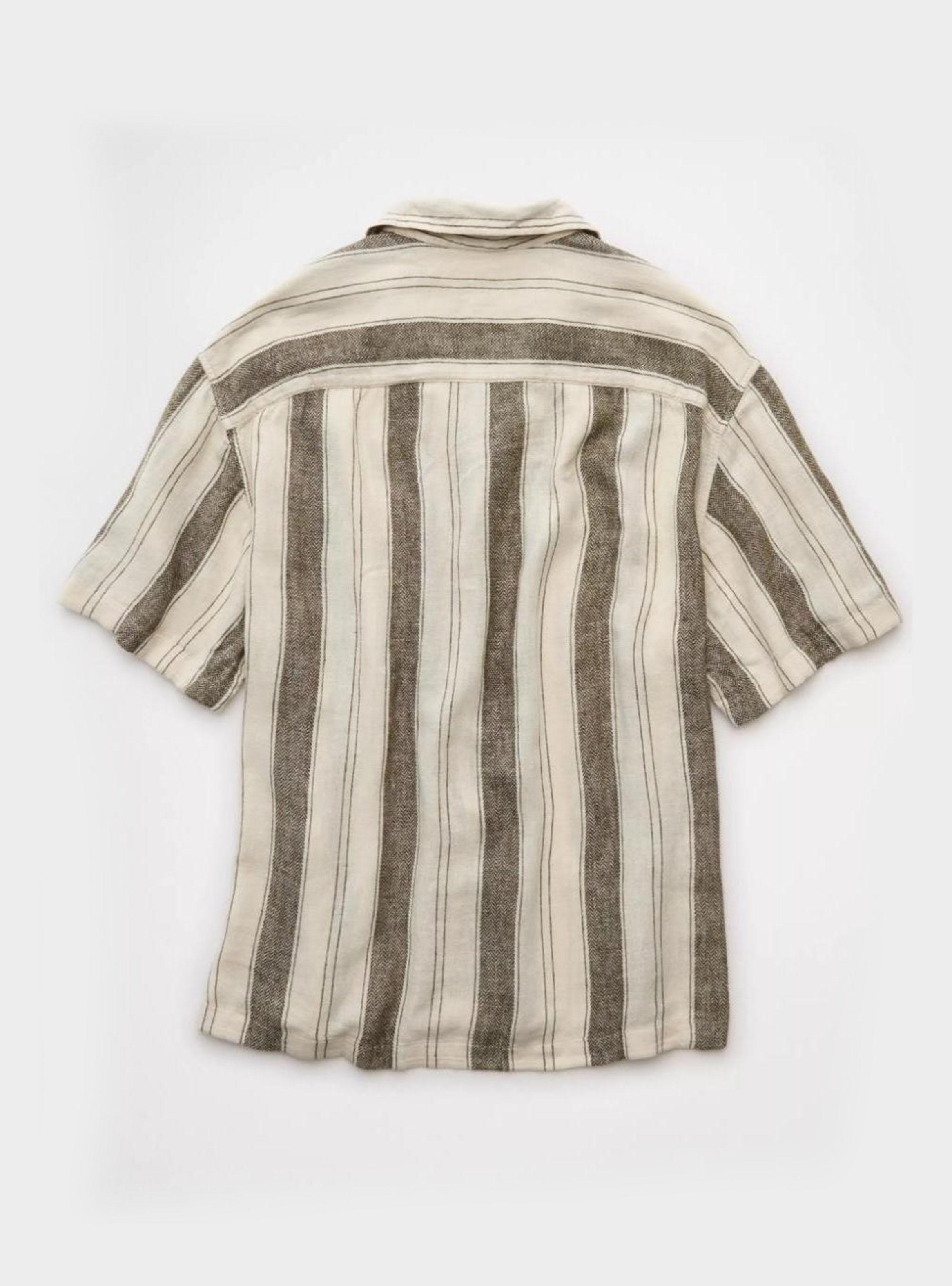 Camisa AE Rayada con Botones Holgada-4