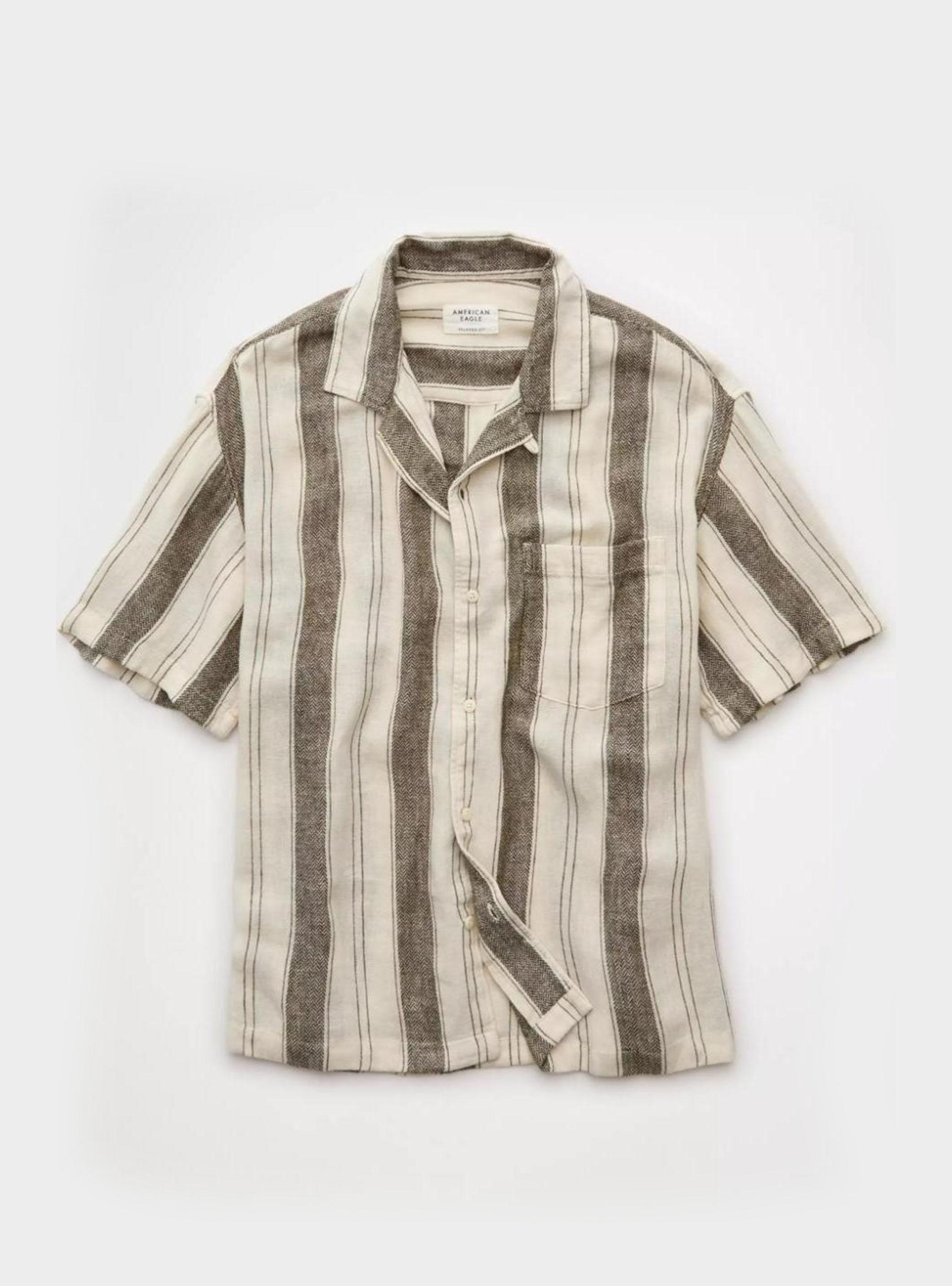 Camisa AE Rayada con Botones Holgada-3