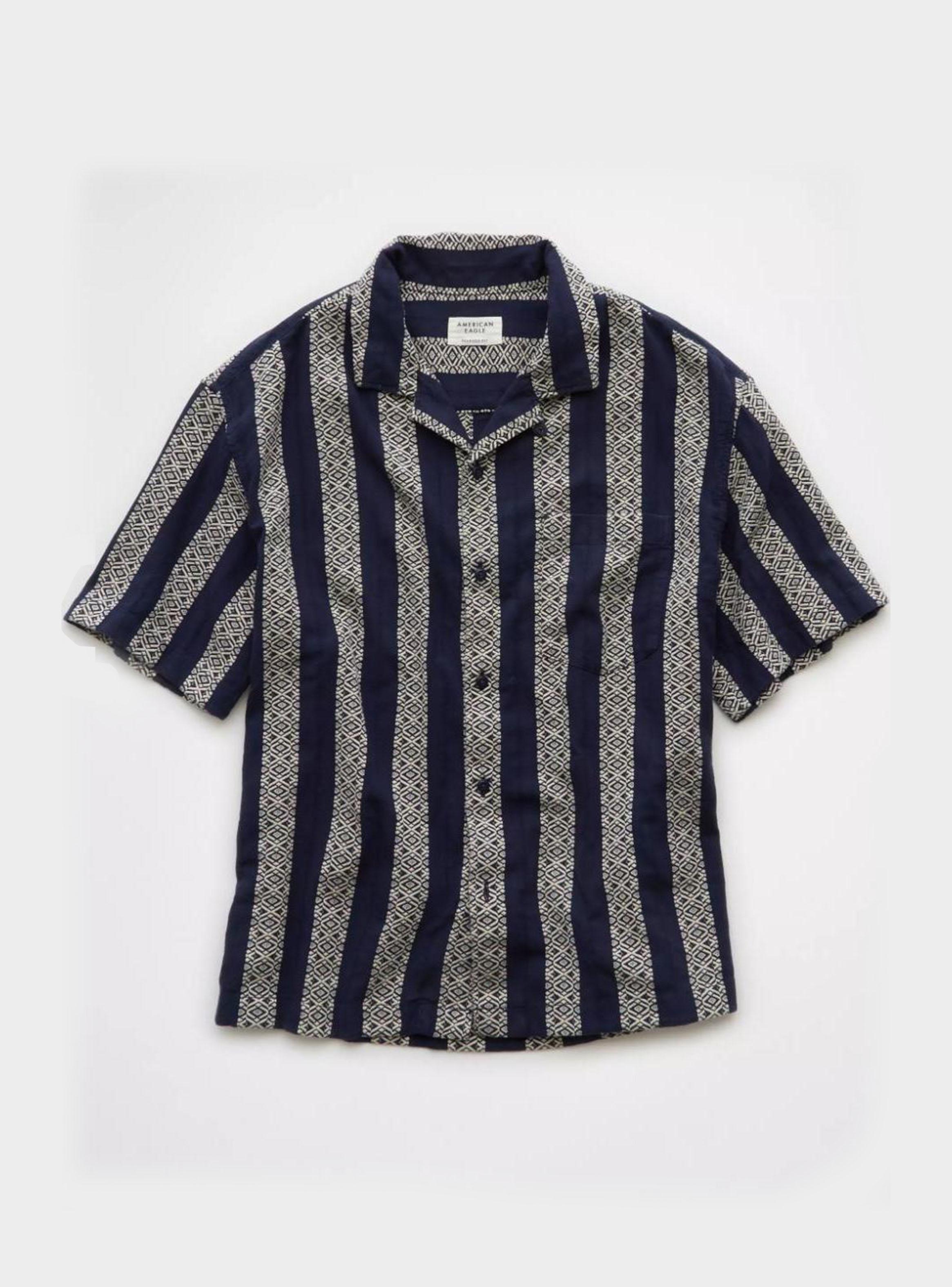Camisa AE Rayada con Botones Holgada-3