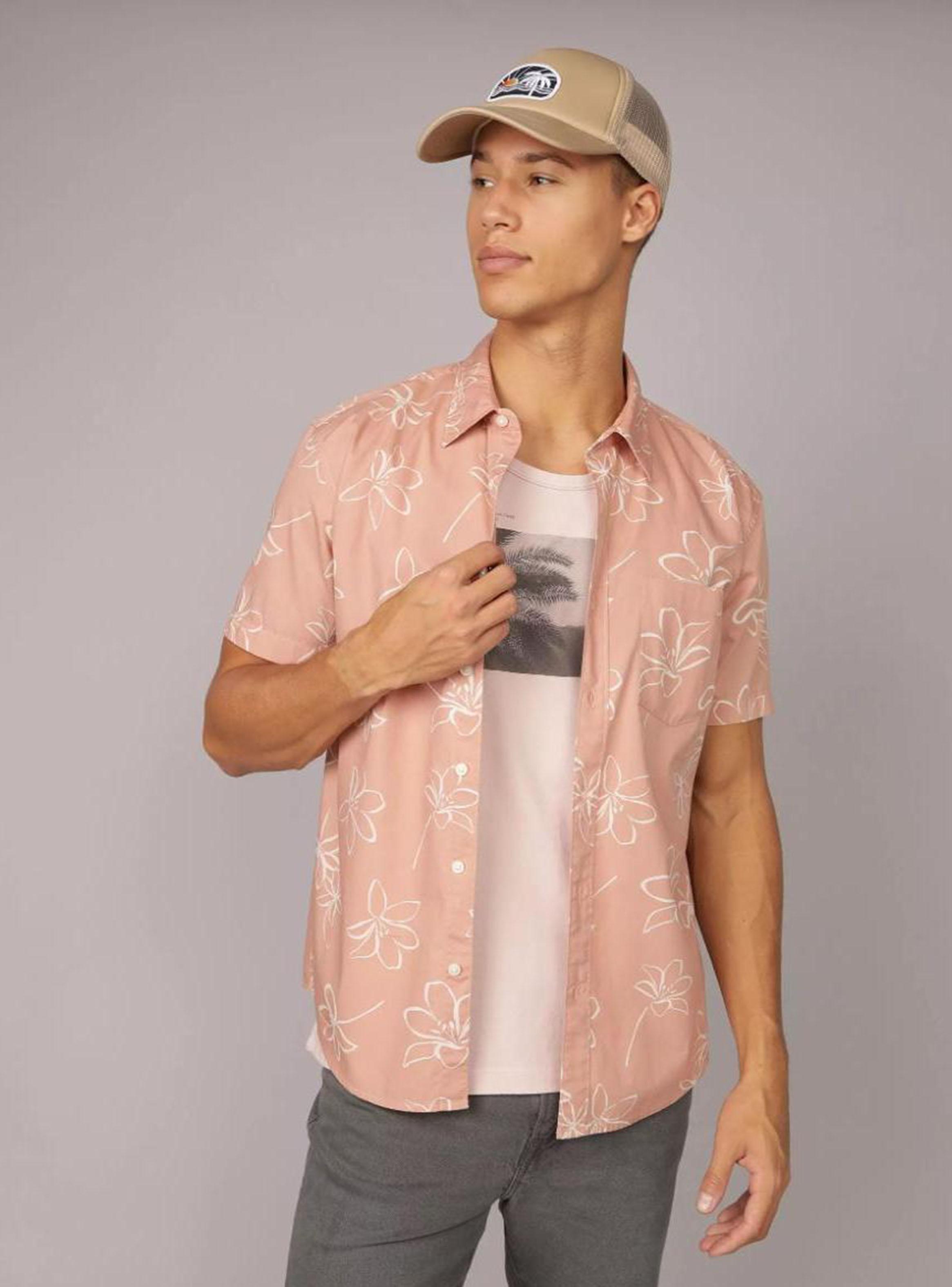 Camisa Estampada AE con Botones Piscina-0