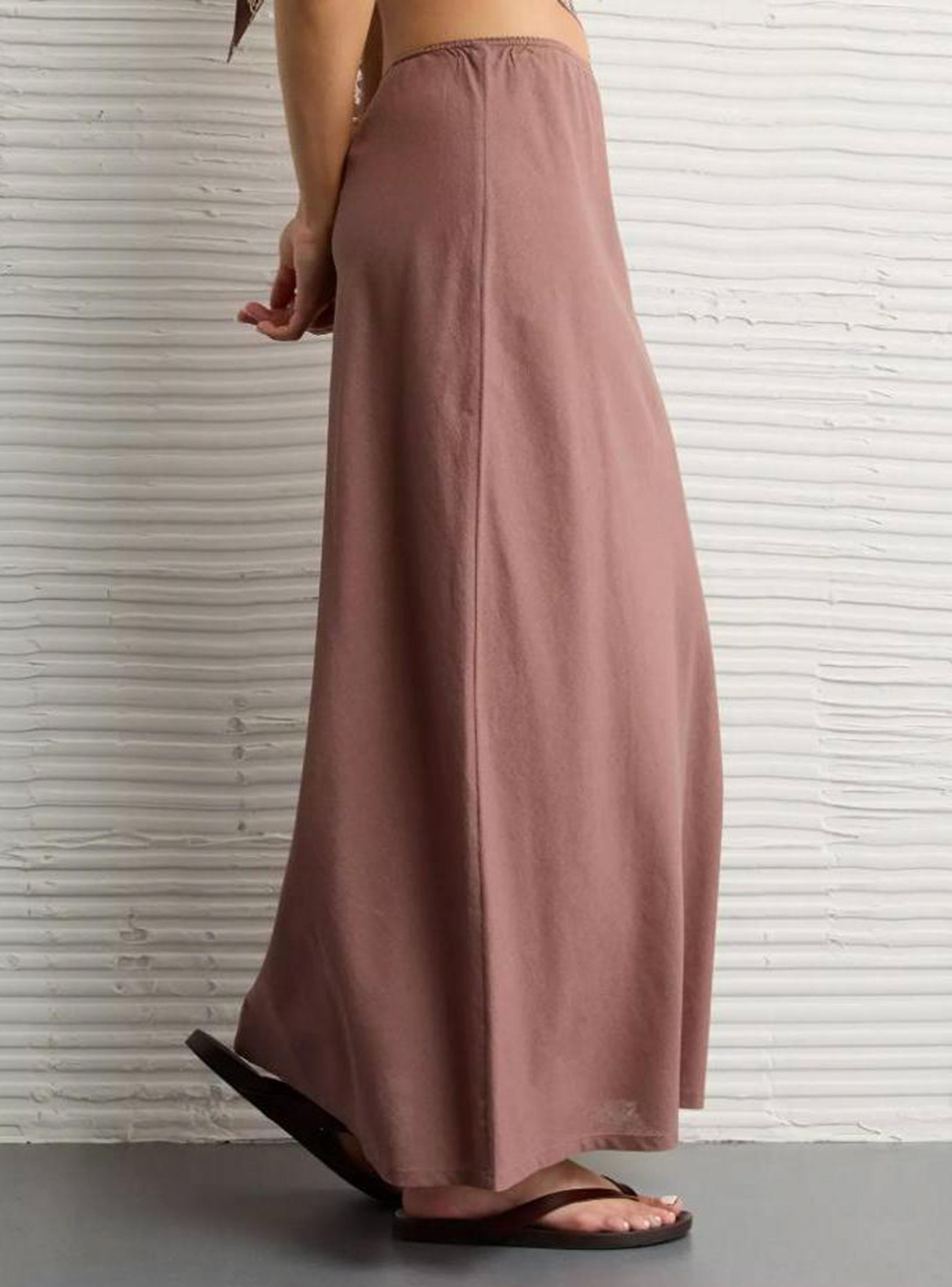 Falda Maxi Ae Low Rise Denim con Retazos-2