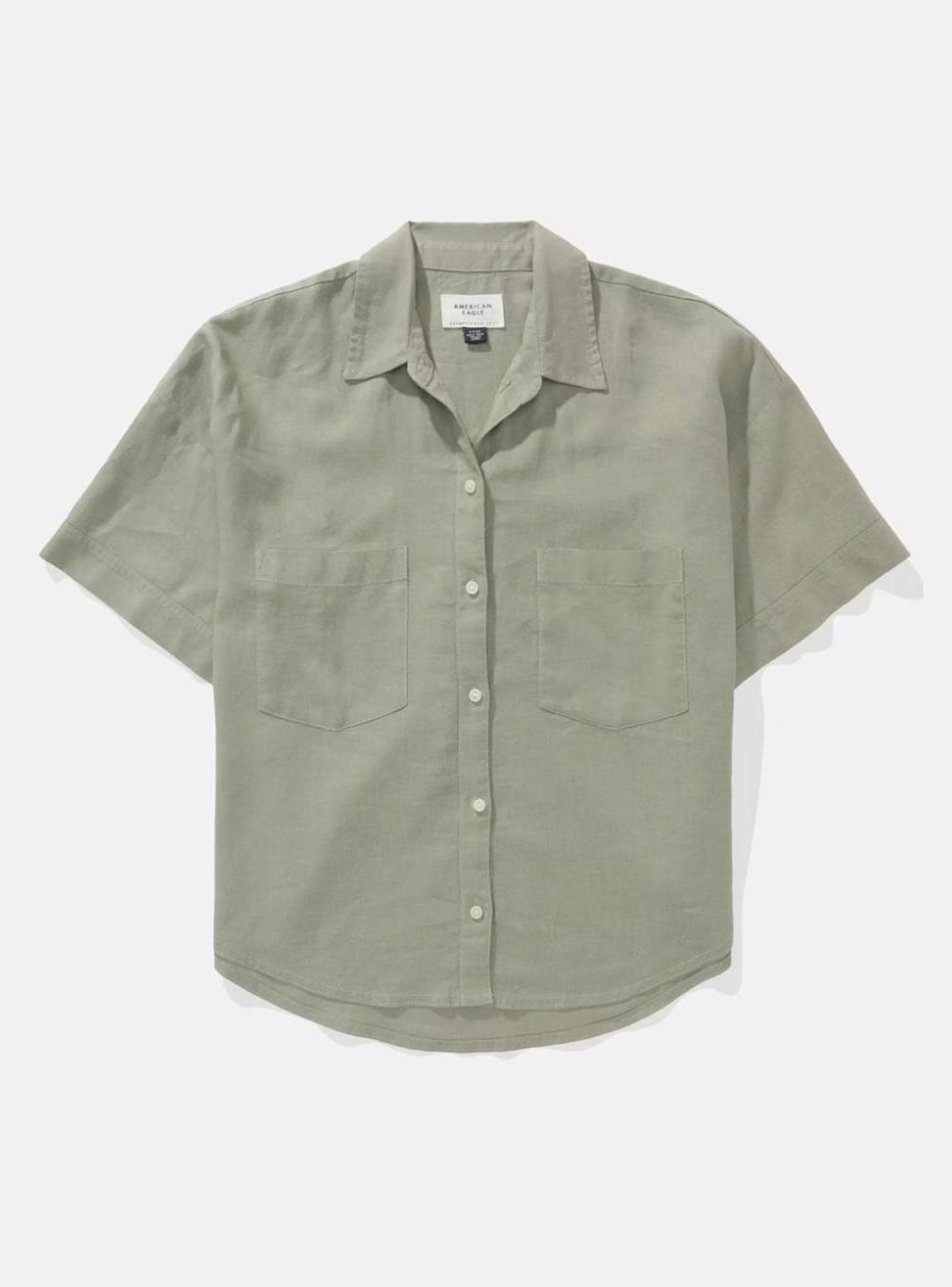 Camisa Ae Mezcla de Lino con Botones-3