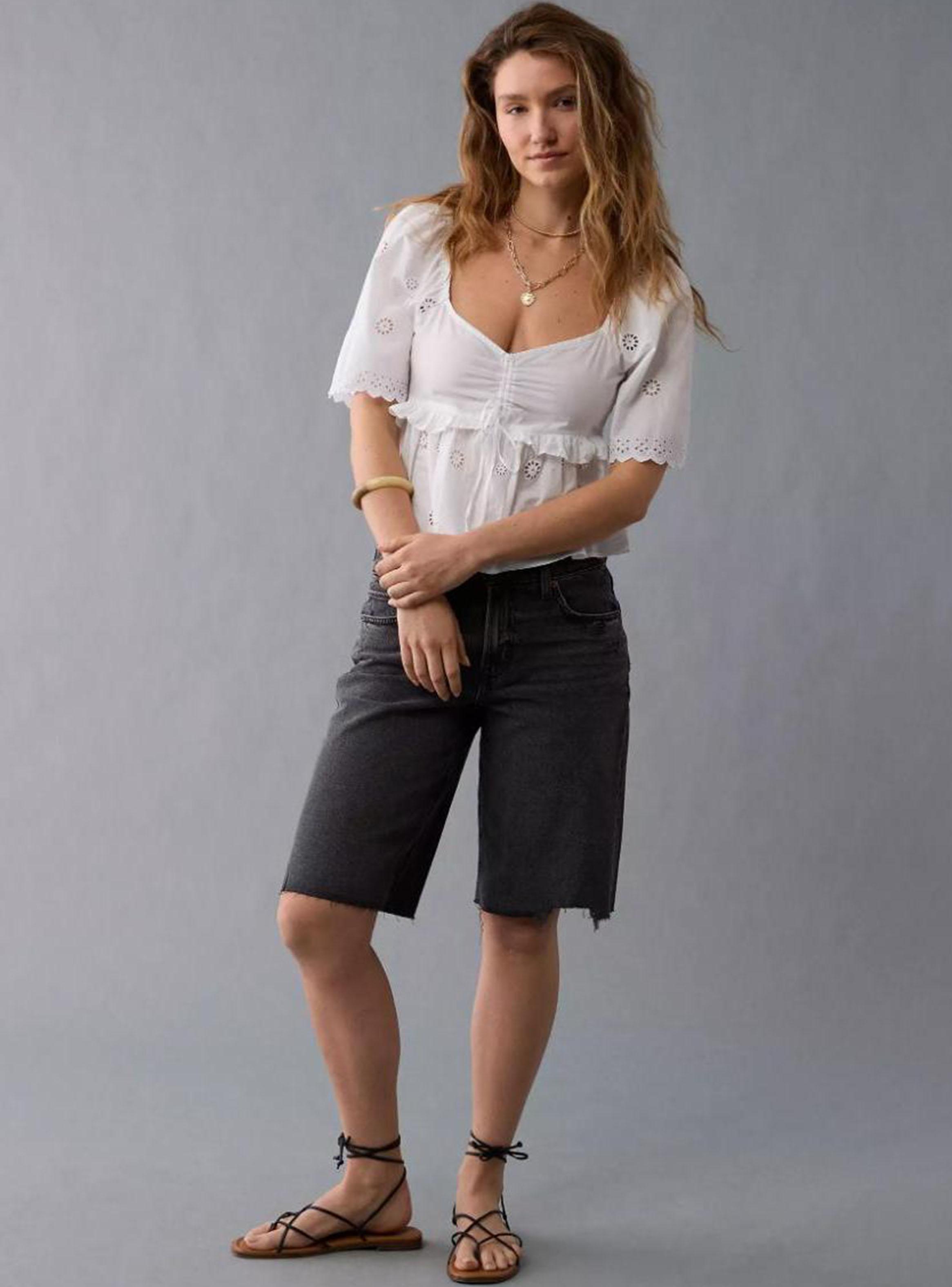 Blusa Babydoll con Ojales de Manga de Aleteo Ae-2