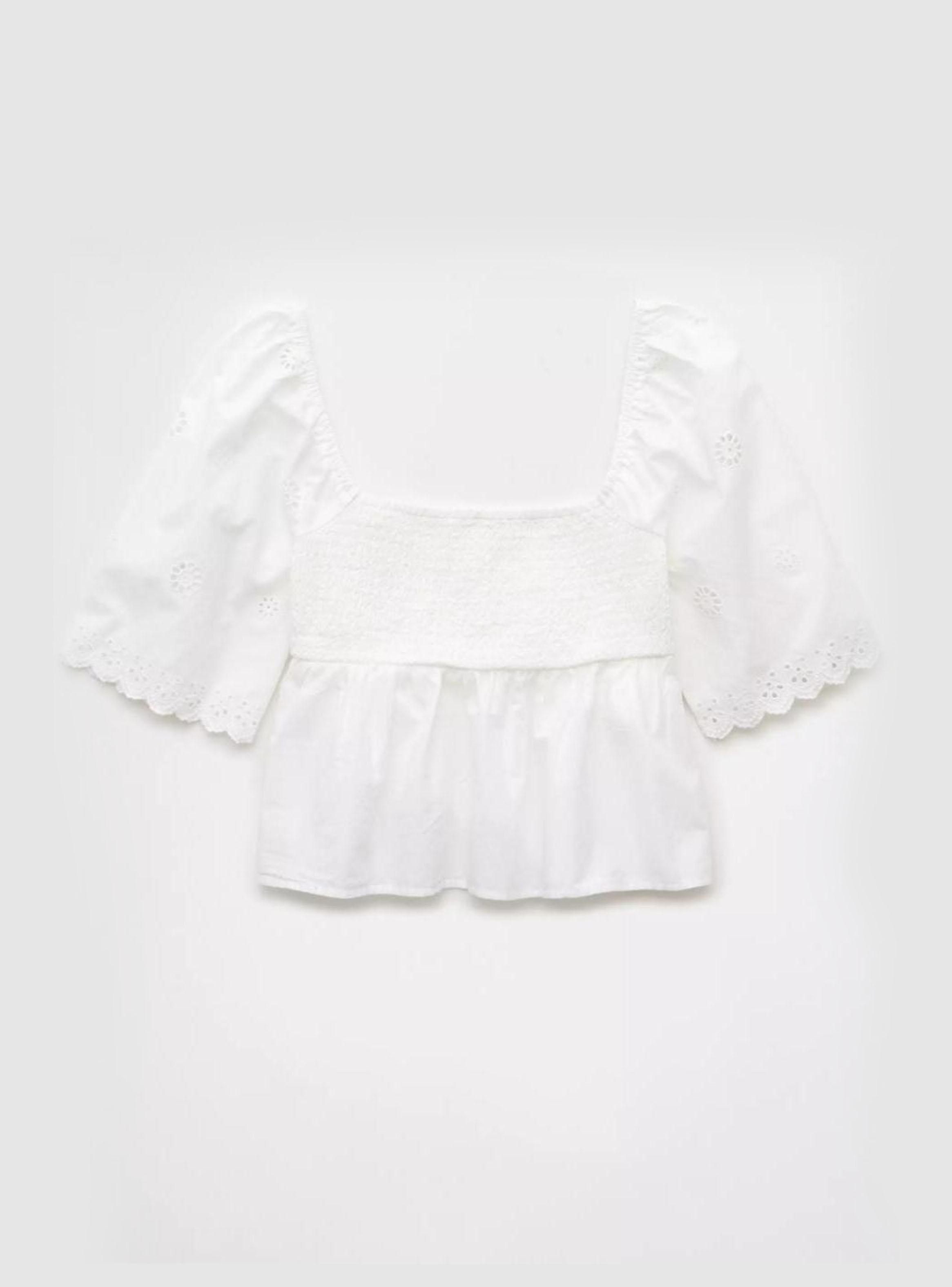 Blusa Babydoll con Ojales de Manga de Aleteo Ae-4