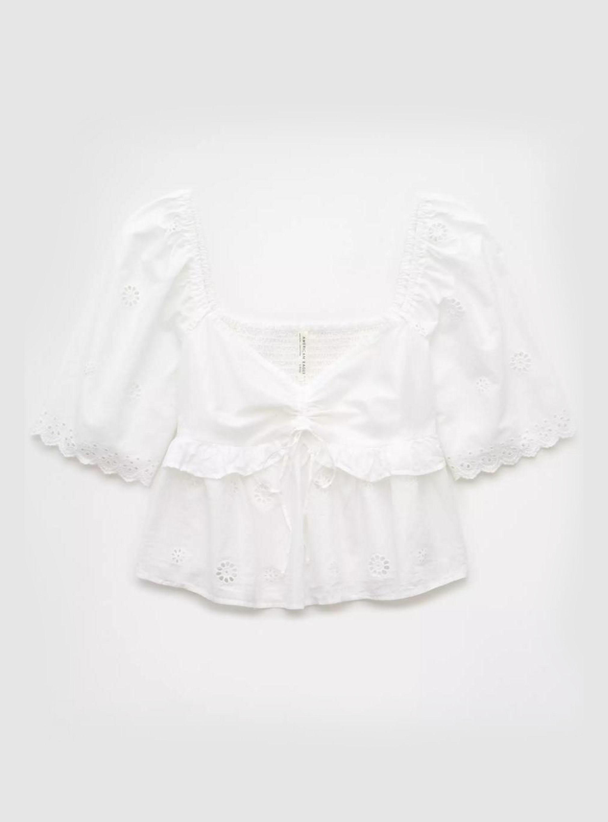 Blusa Babydoll con Ojales de Manga de Aleteo Ae-3