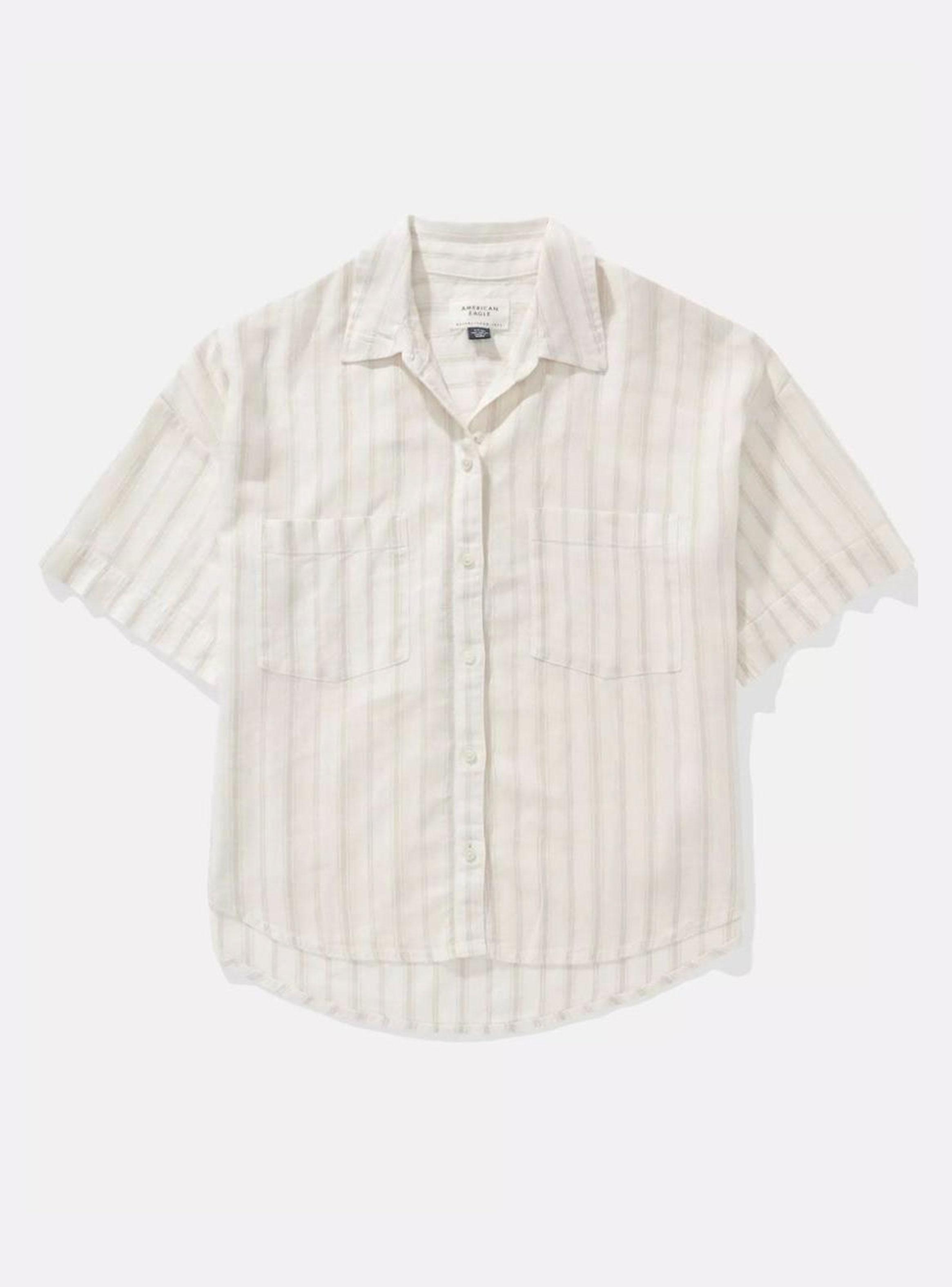 Camisa Mezcla de Lino Manga Corta con Botones-3