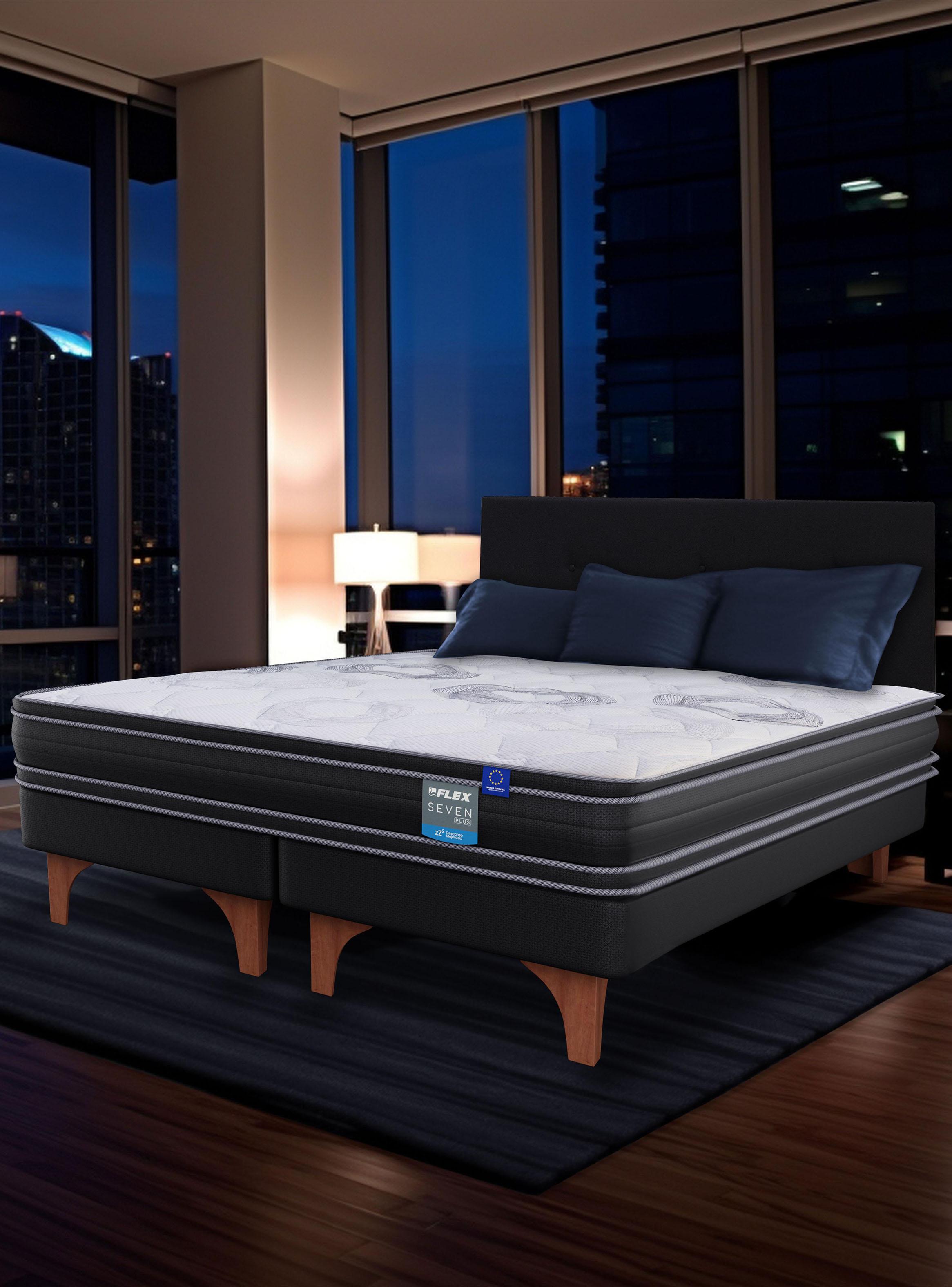 Cama Europea 1.5 Plaza Seven Plus 105x200 cm + Respaldo Modern-5