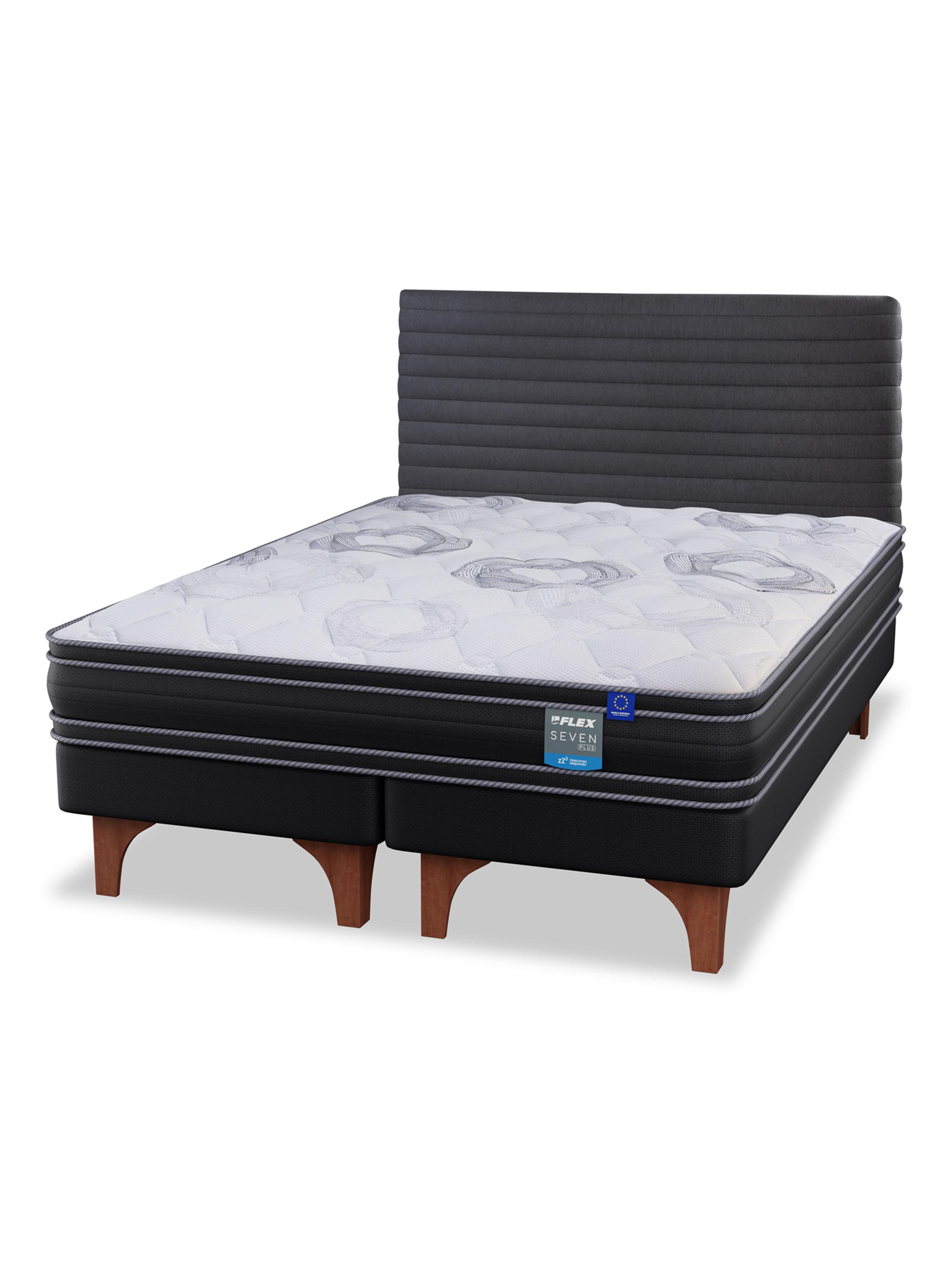 Cama Europea 2 Plazas Seven Plus 150x200 cm + Respaldo Modern-0