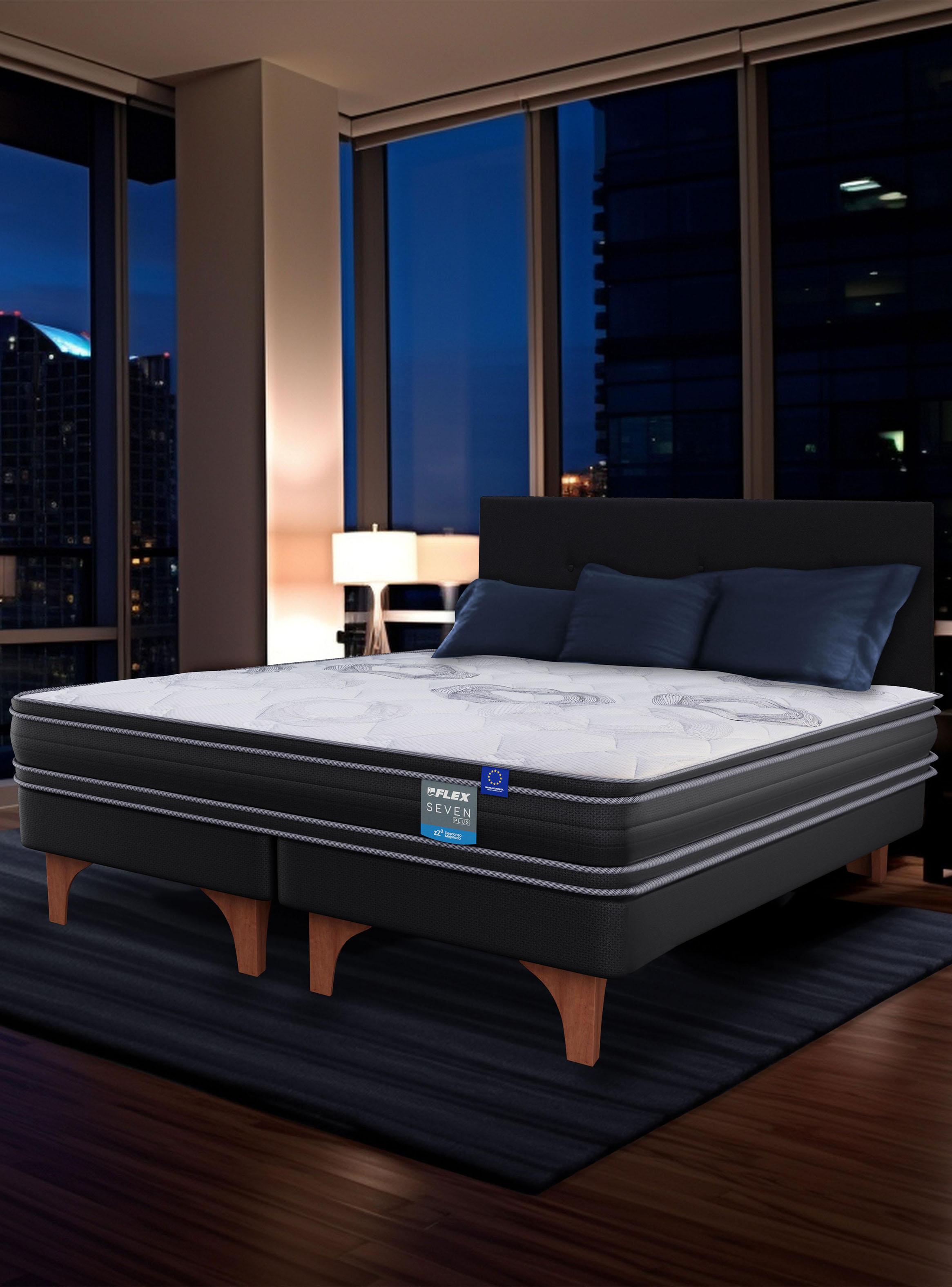 Cama Europea 2 Plazas Seven Plus 150x200 cm + Respaldo Modern-5