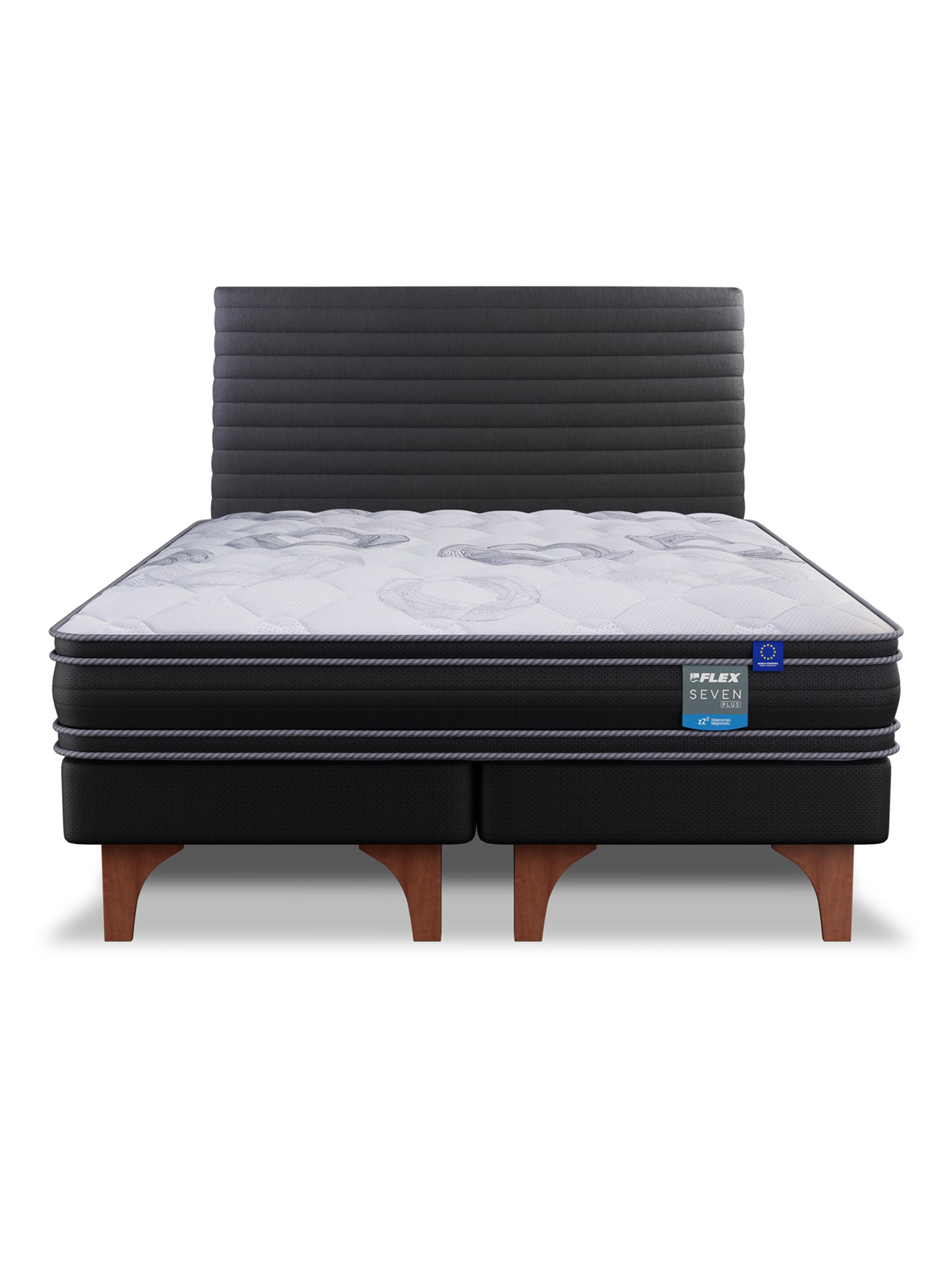 Cama Europea 2 Plazas Seven Plus 150x200 cm + Respaldo Modern-1